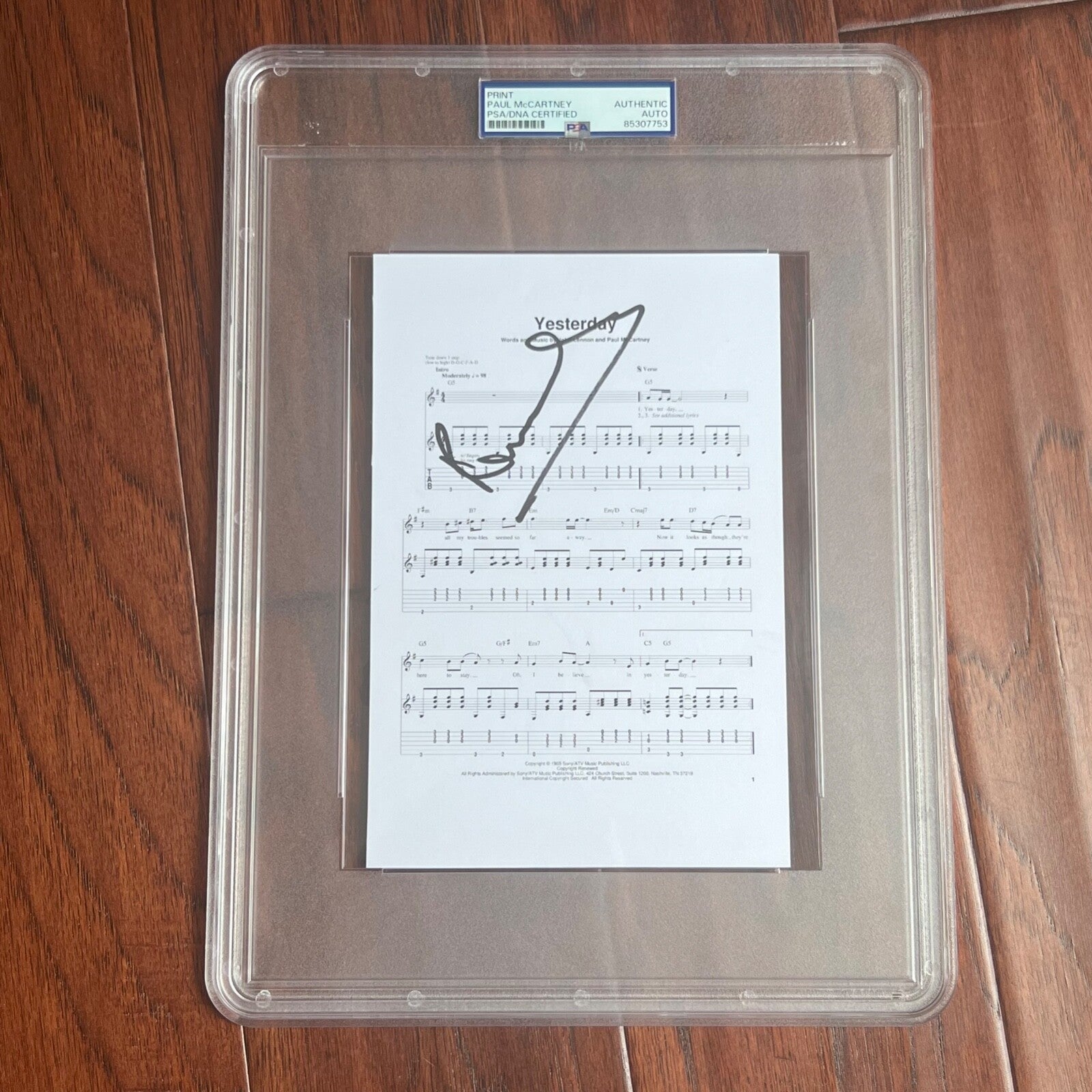 PAUL MCCARTNEY * PSA/DNA * "Yesterday" Song Autograph Souvenir Signed * Beatles
