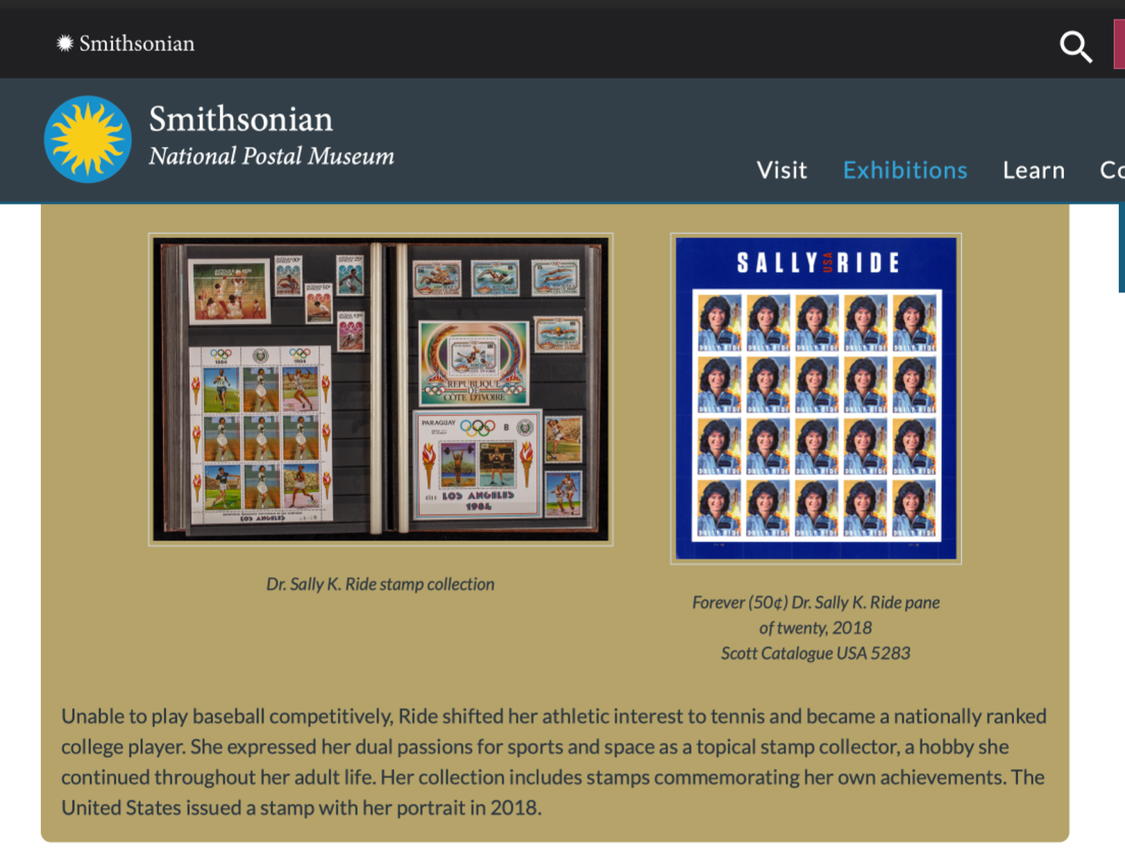 SALLY RIDE * 2018 Commemorative Stamp From Her Estate * RIDE Estate COA