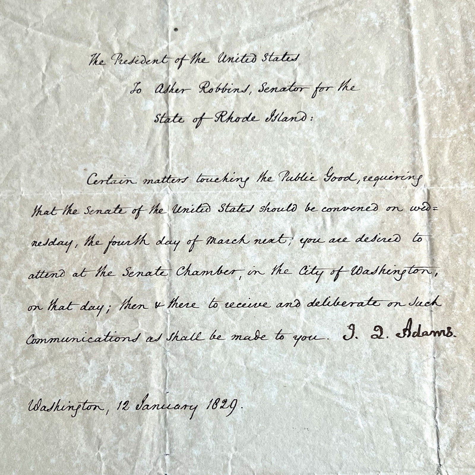 JOHN QUINCY ADAMS * PSA * Letter  Signed CERTIFYING JACKSON'S ELECTION Autograph