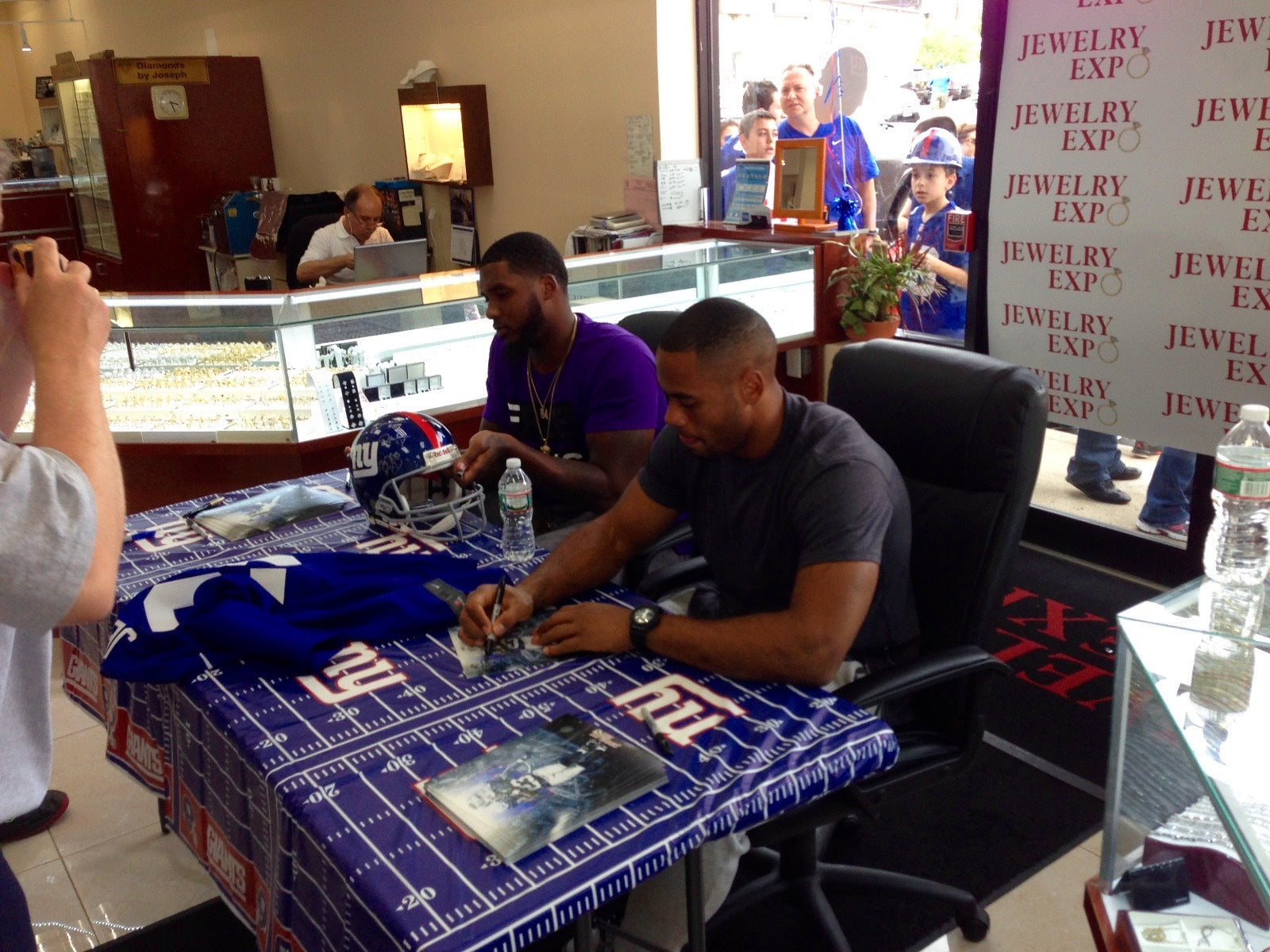 NY Giants * MOORE * DONNELL * JENNINGS 3X Double Signed AUTOGRAPH FOOTBALL Proof