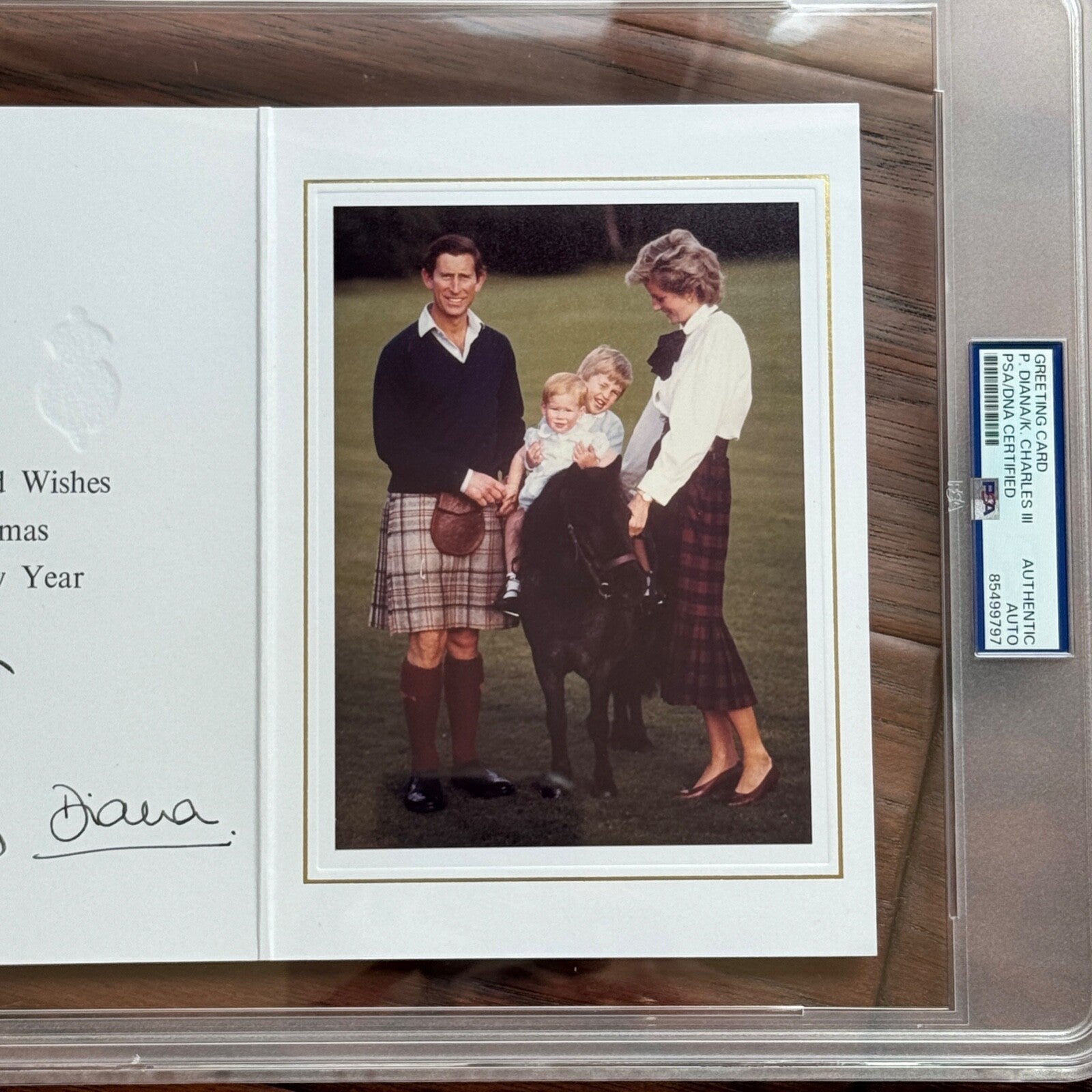 PRINCESS DIANA & KING CHARLES III * PSA * Autograph Family Xmas Card Signed 1985
