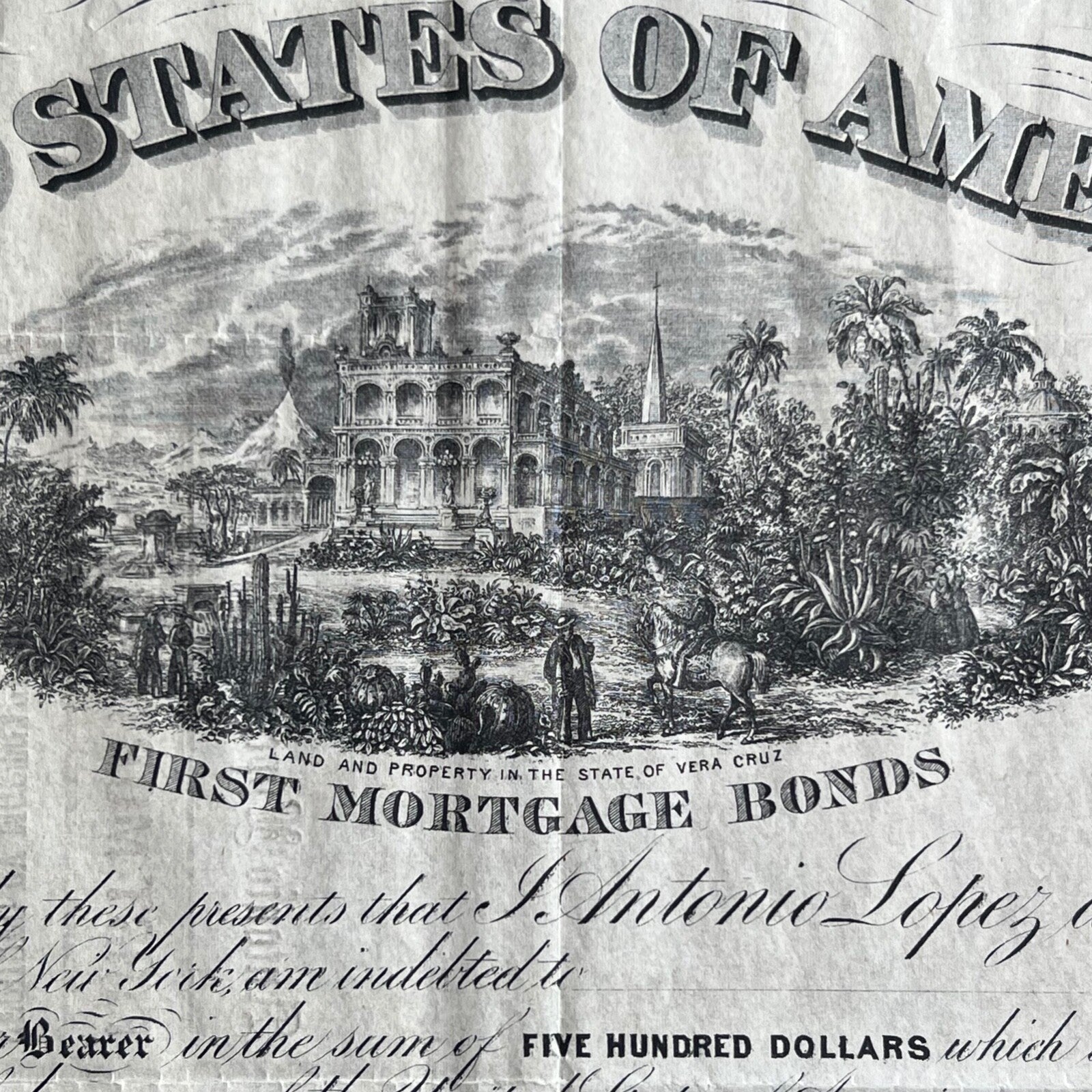 ANTONIO LOPEZ DE SANTA ANNA * PSA/DNA * Autograph Bond Certificate Signed Alamo