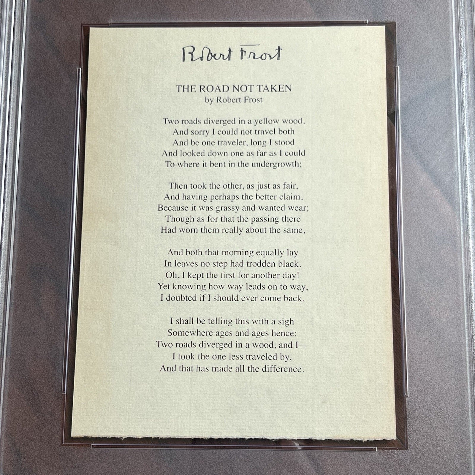 ROBERT FROST * PSA * Autograph "ROAD NOT TAKEN" Signed Souvenir Printed POEM