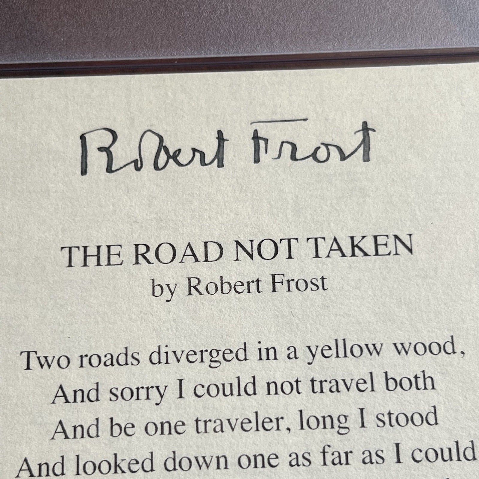 ROBERT FROST * PSA * Autograph "ROAD NOT TAKEN" Signed Souvenir Printed POEM