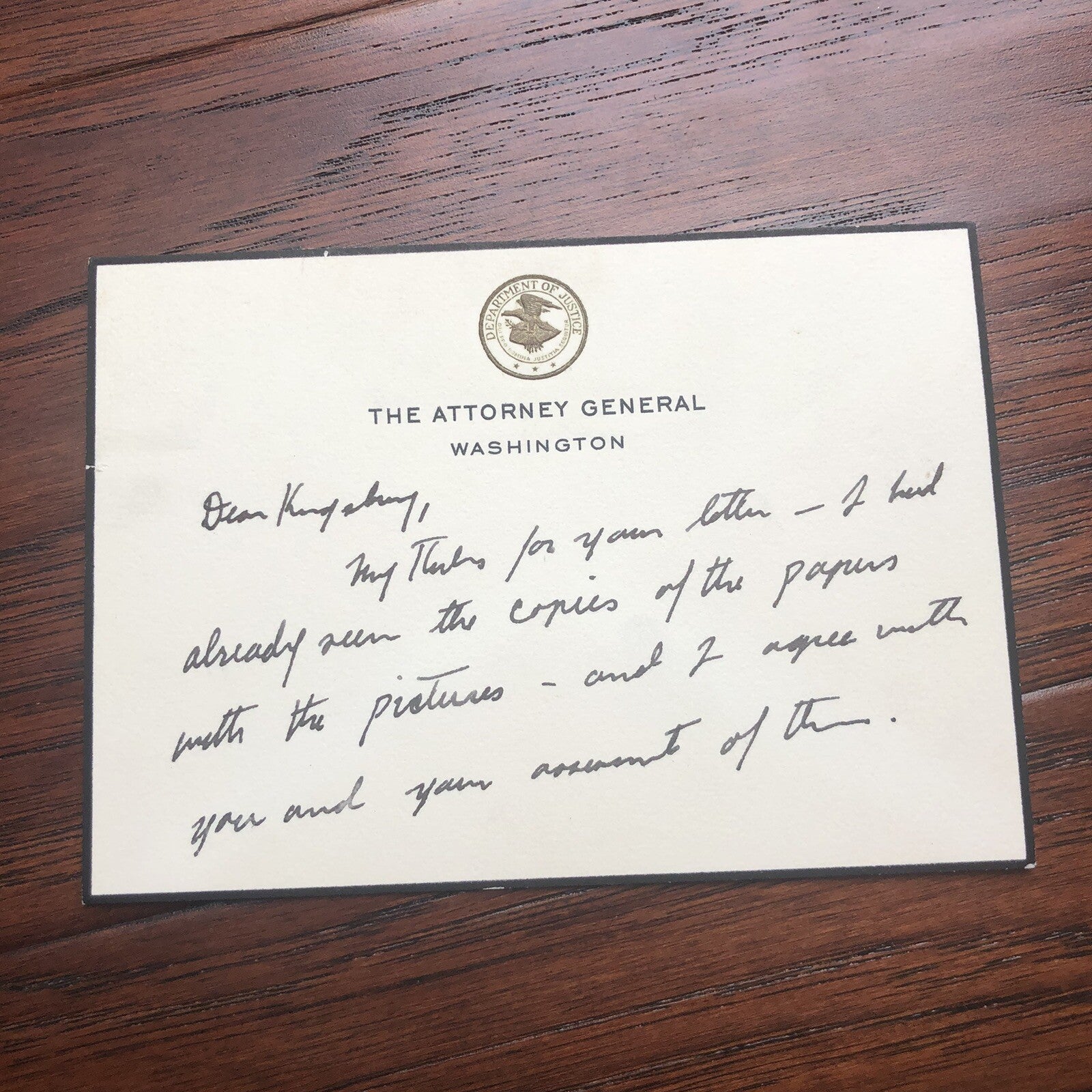 ROBERT F. KENNEDY * JSA * Handwritten Letter Signed As Attorney General Re: JFK