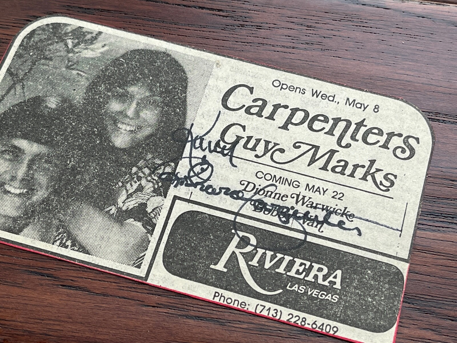 CARPENTERS * KAREN + RICHARD * JSA * Autograph Duo Newspaper Ad Signed