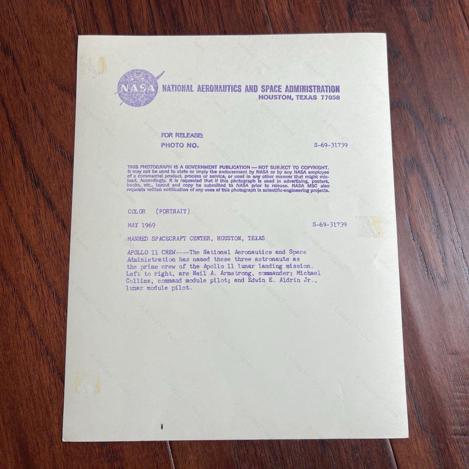 APOLLO 11 * PSA * Crew Signed AUTOGRAPH Red Number Type 1 Photo * Neil Armstrong