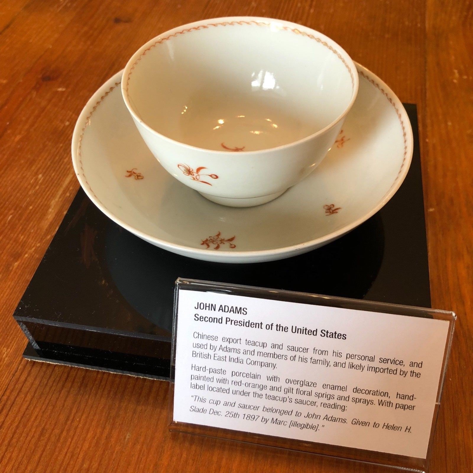 JOHN ADAMS * Personally OWNED & USED Teacup & Saucer * Boston Tea Party