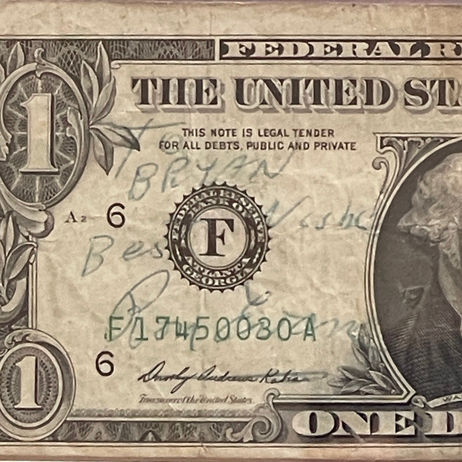 APOLLO 17 * PSA * Crew Signed Dollar Bill Autograph Gene CERNAN  EVANS * SCHMIDT