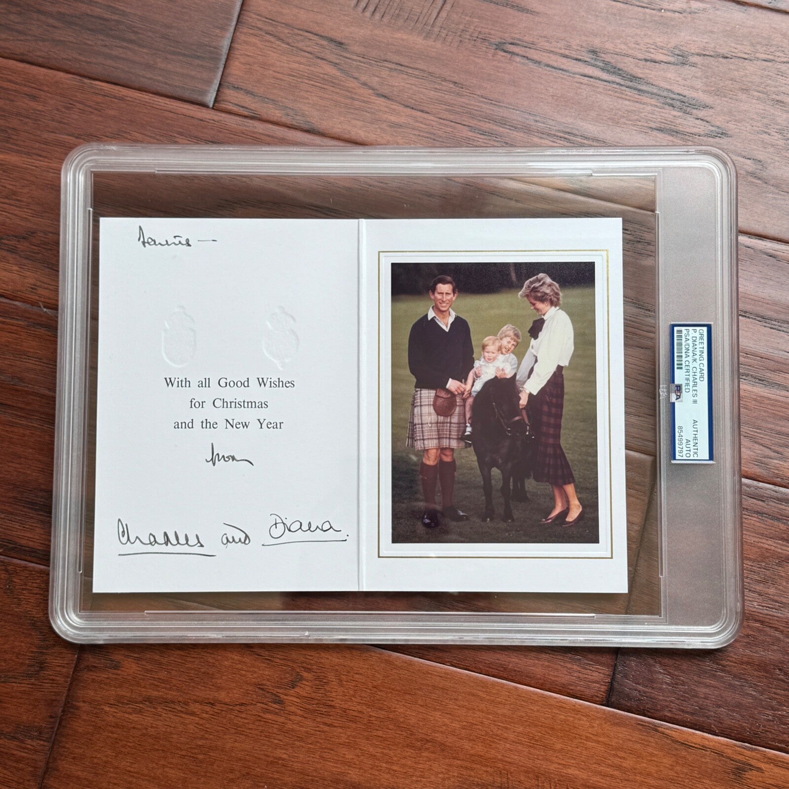 PRINCESS DIANA & KING CHARLES III * PSA * Autograph Family Xmas Card Signed 1985