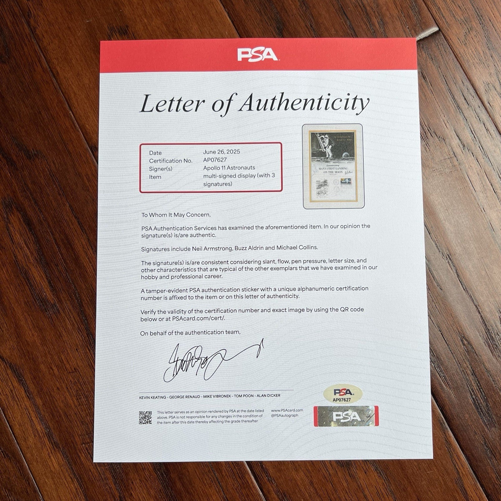 APOLLO 11 * Neil Armstrong Crew Signed ONE SMALL STEP Autograph Presentation FDC