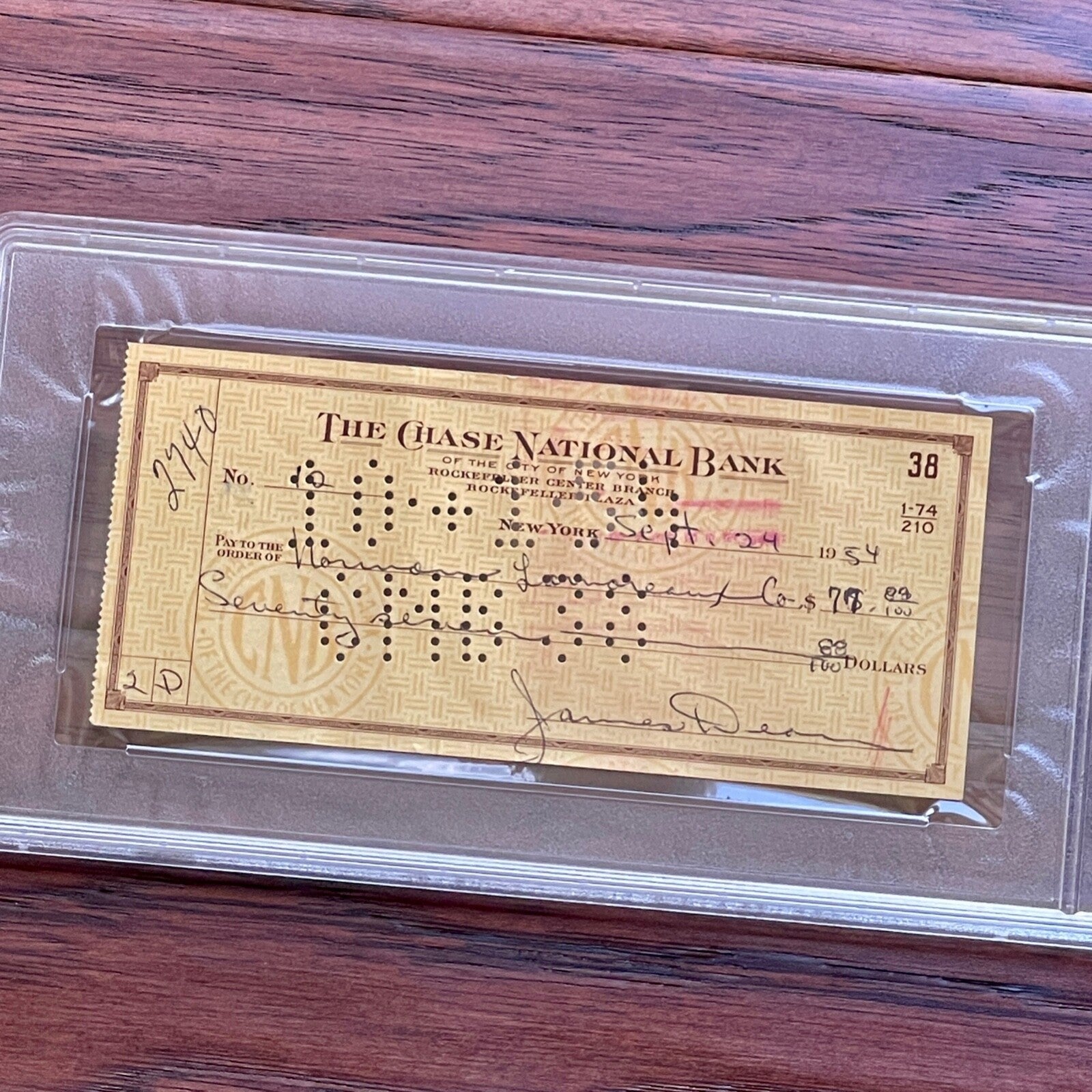 JAMES DEAN * PSA/DNA *  1954 AUTOGRAPH Bank Check SIGNED * Rebel Without a Cause