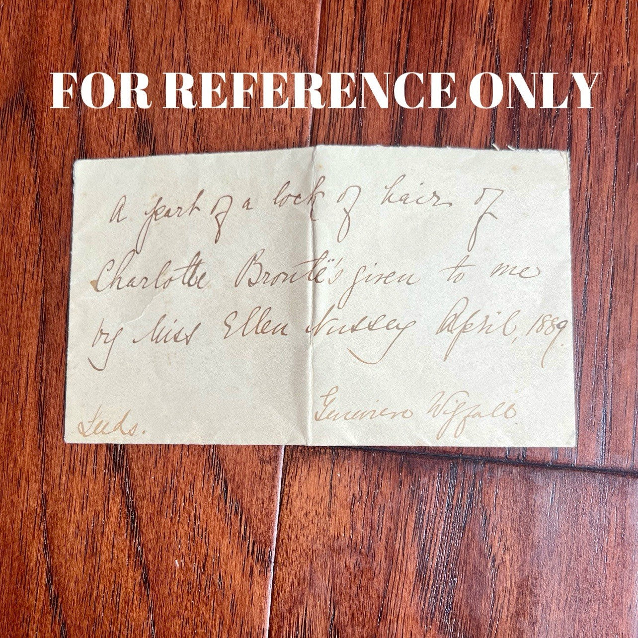 CHARLOTTE BRONTË * "Jane Eyre" Author Authentic Genuine HAIR STRAND Ellen Nussey