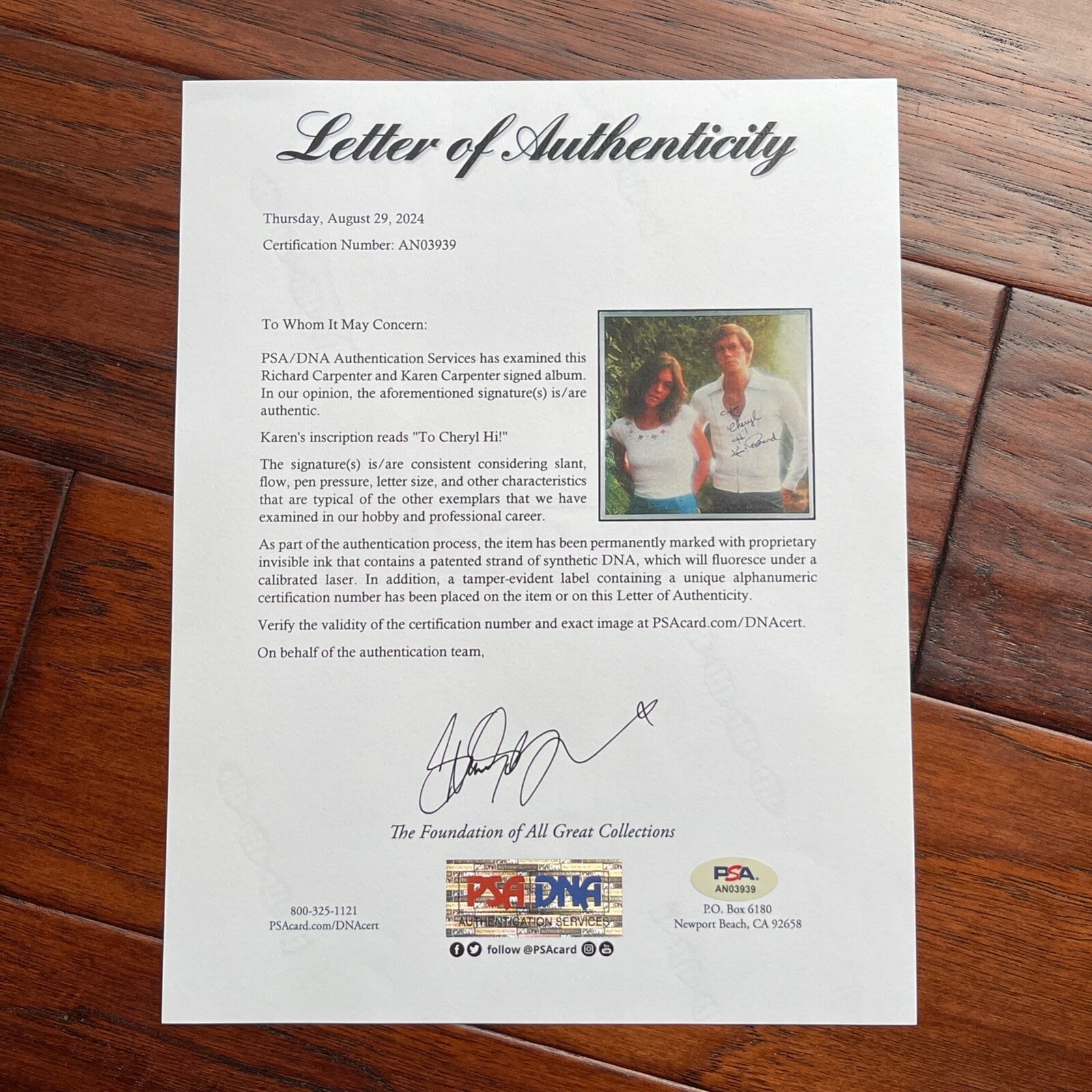 CARPENTERS * PSA/DNA * KAREN & RICHARD AUTOGRAPH "HORIZON" ALBUM SIGNED LP