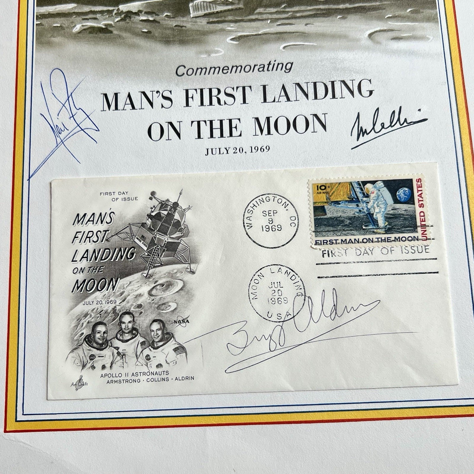 APOLLO 11 * Neil Armstrong Crew Signed ONE SMALL STEP Autograph Presentation FDC