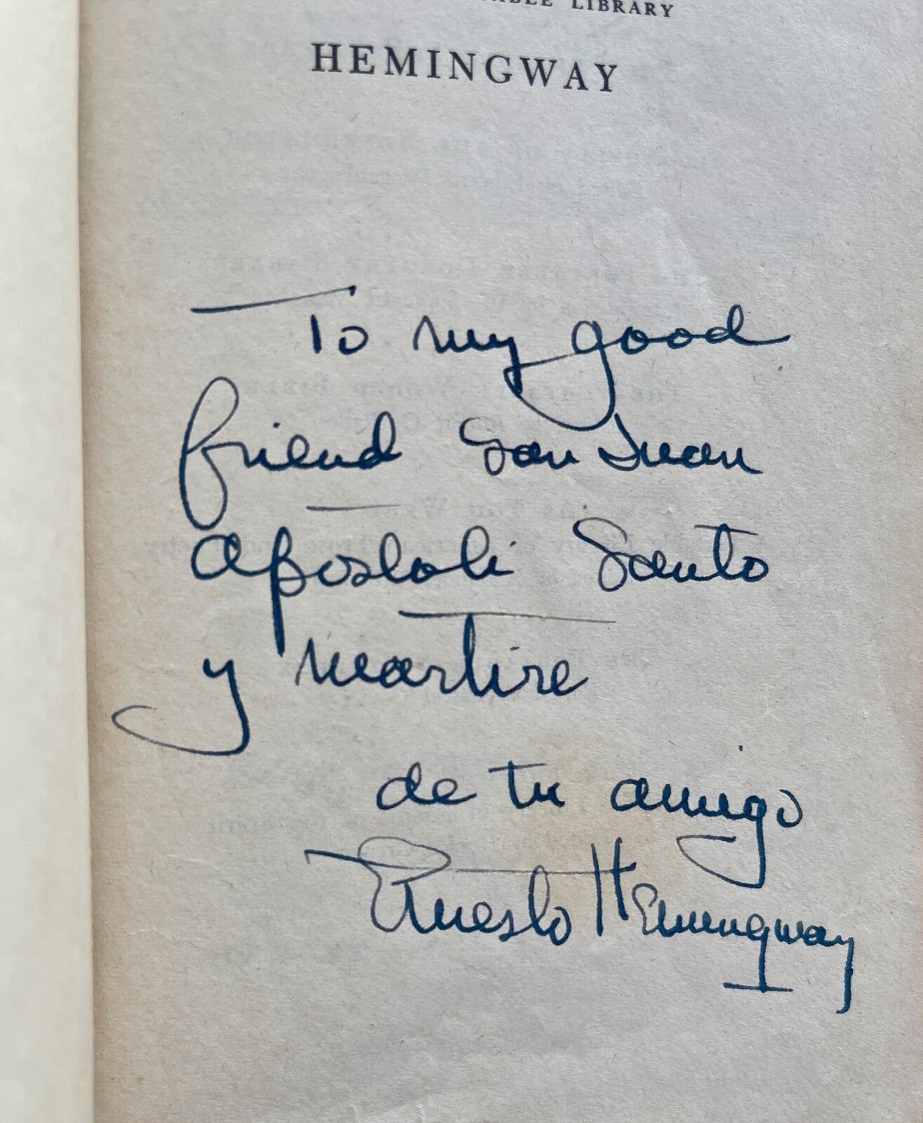ERNEST HEMINGWAY * JSA * Autograph Book Signed from His Personal Library * Cuba