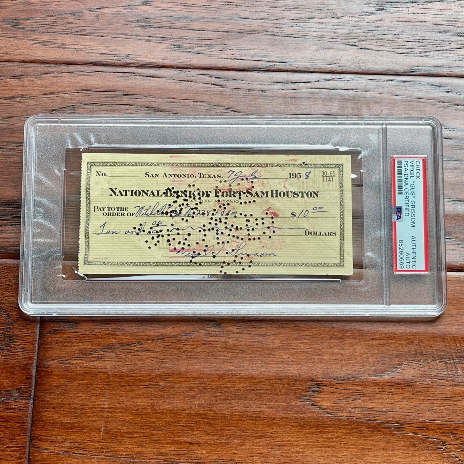 VIRGIL "GUS" GRISSOM * PSA * Autograph BANK CHECK Signed * Apollo 1 Astronaut