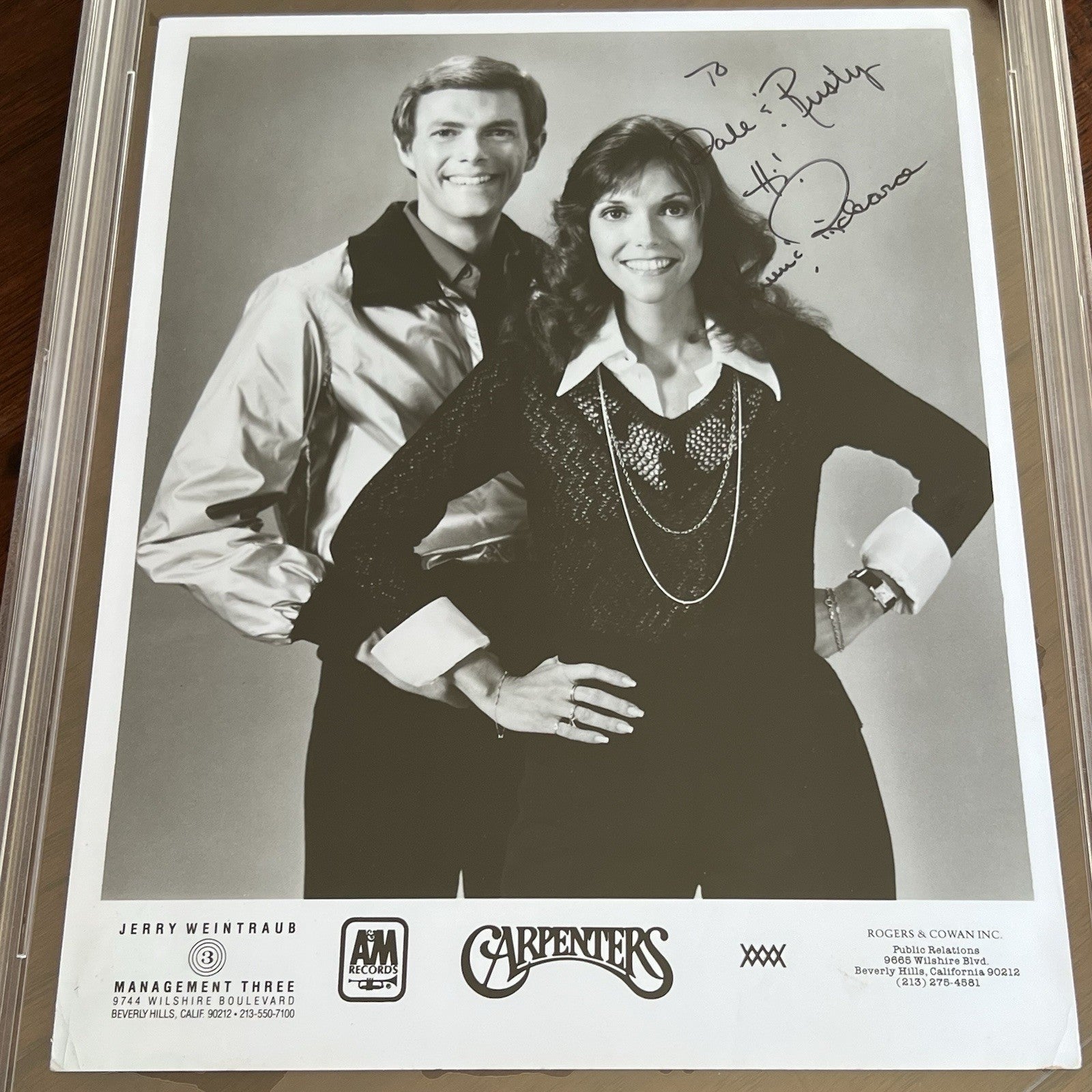 CARPENTERS * KAREN + RICHARD * PSA * Autograph Pop Duo Publicity PHOTO Signed
