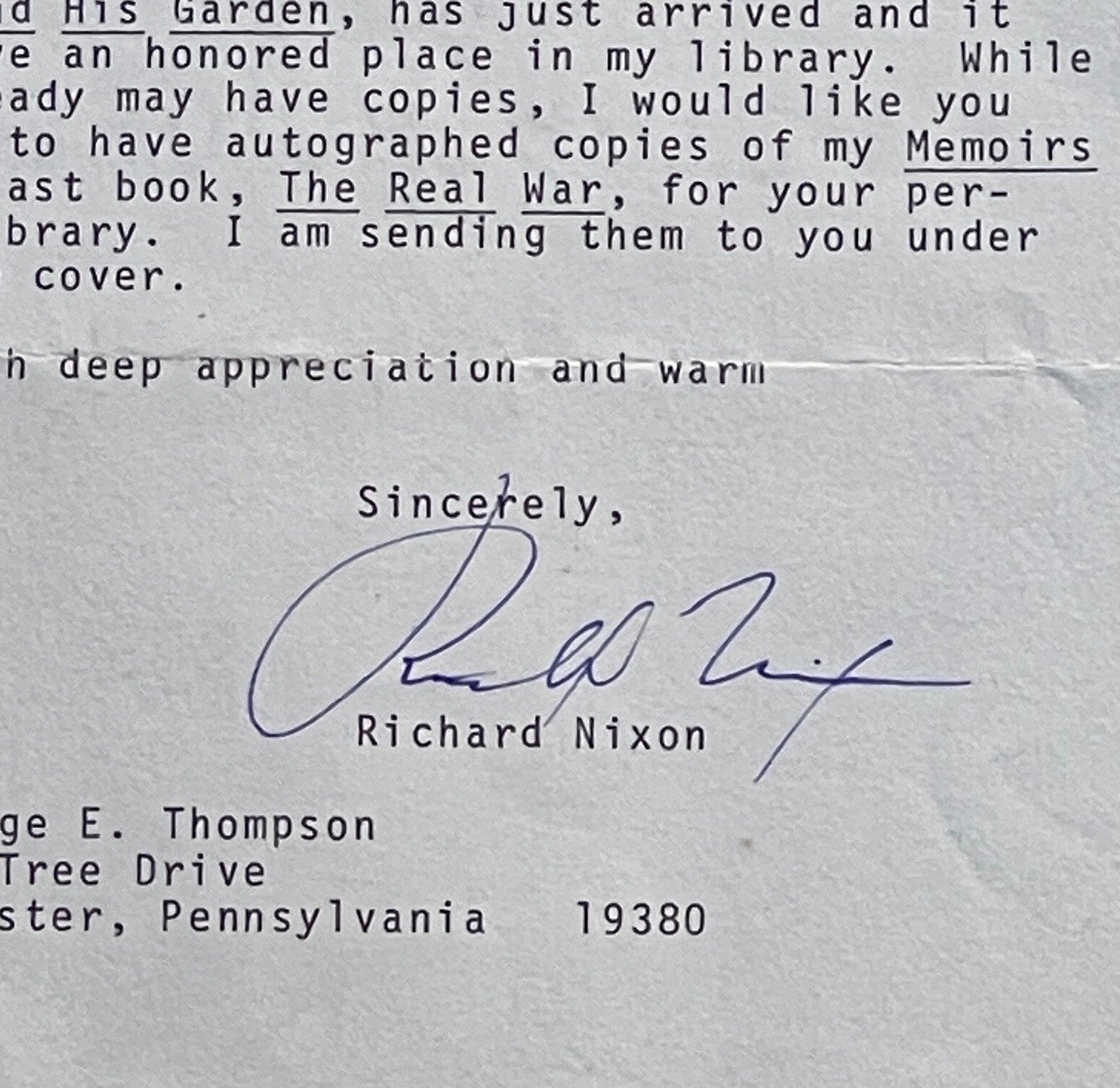 RICHARD NIXON * PSA/DNA Autograph Letter on RESIGNATION & MEMOIRS Signed * 1981