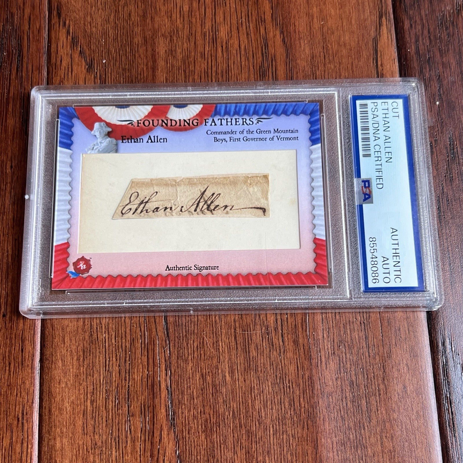 ETHAN ALLEN * PSA * Autograph Cut Signature Card Signed * Revolutionary War