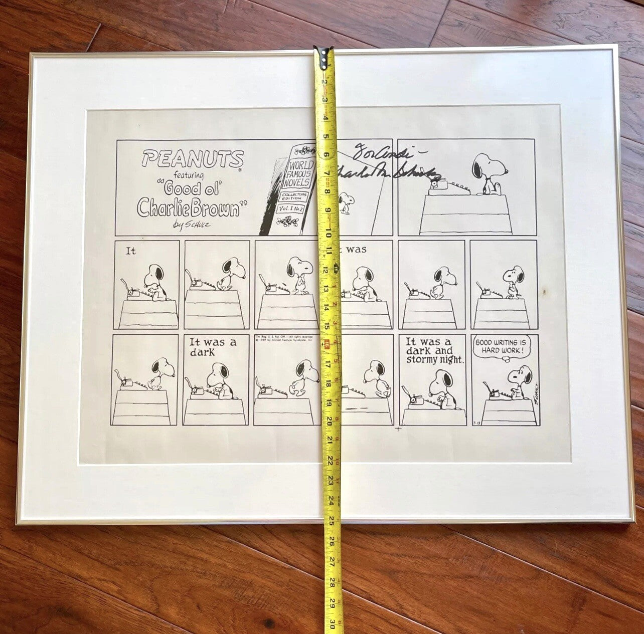 CHARLES M SCHULZ * PSA * Autograph SNOOPY "Good Writing" Peanuts XL Strip Signed