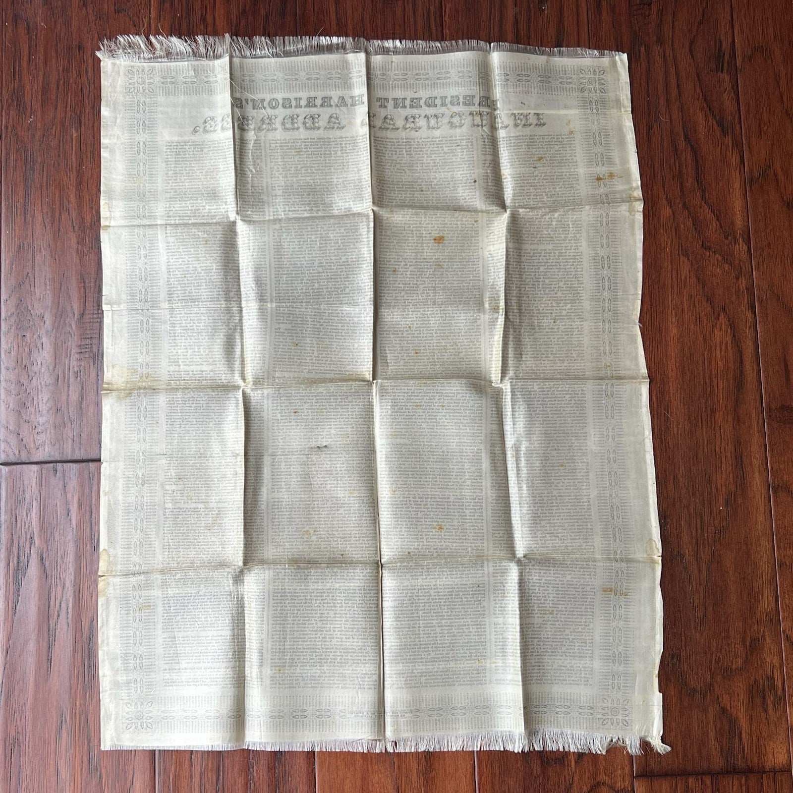 WILLIAM HENRY HARRISON * Silk Printed Broadside of Inaugural Address Ephemera