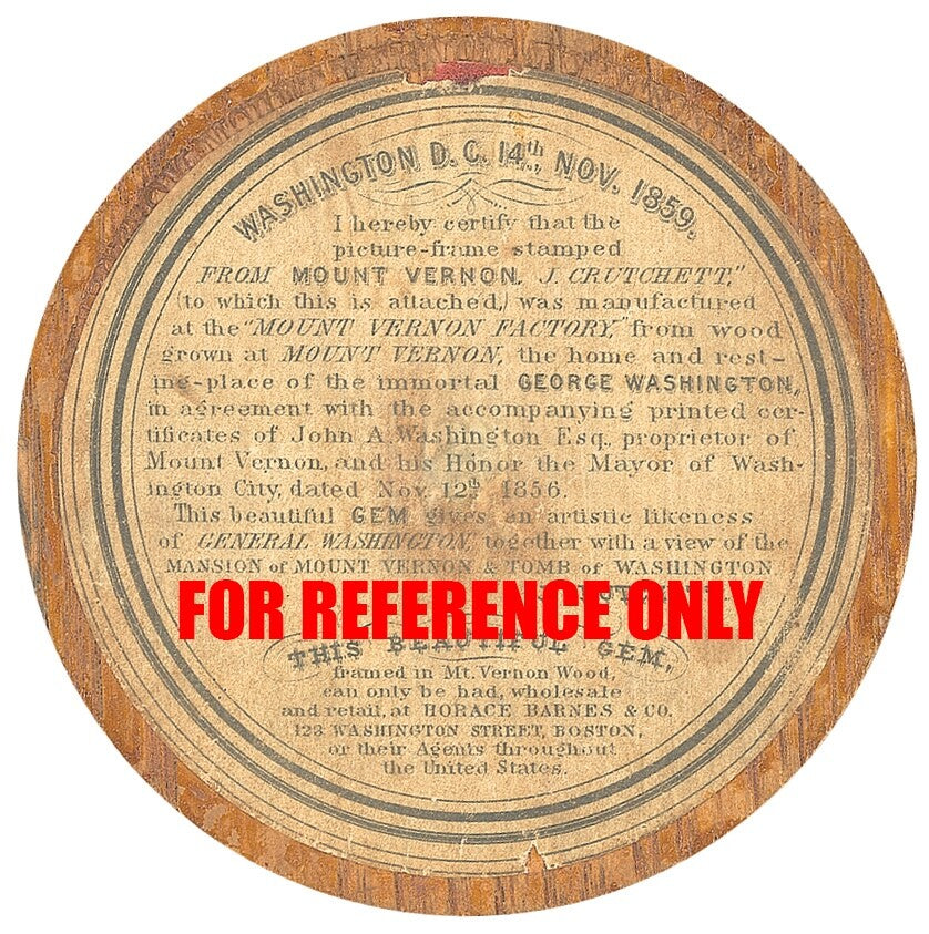 GEORGE WASHINGTON * Authentic MOUNT VERNON Wood Artifact Relic * 1859