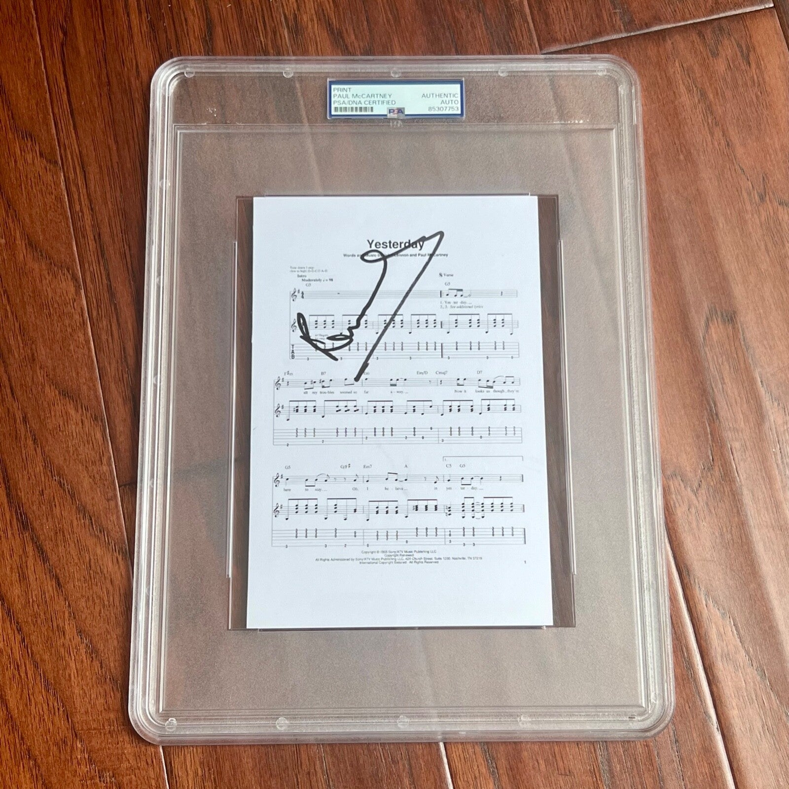 PAUL MCCARTNEY * PSA/DNA * "Yesterday" Song Autograph Souvenir Signed * Beatles