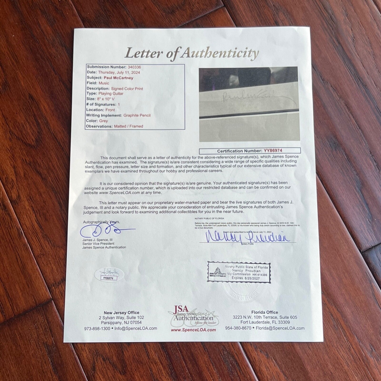 PAUL McCARTNEY * JSA * Autograph Limited Edition 23x17 SIGNED Print * BEATLES