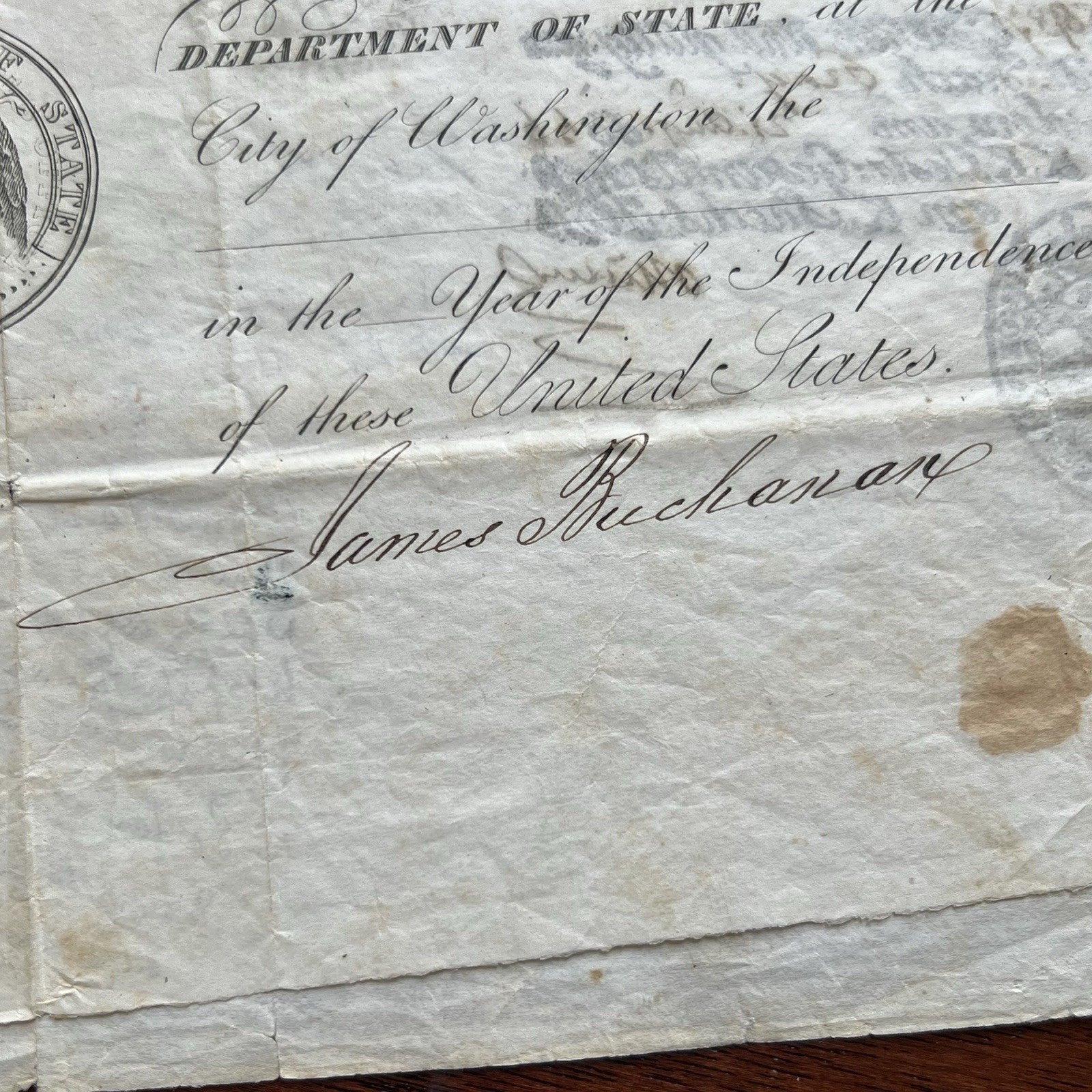 JAMES BUCHANAN * PSA * Autograph American Eagle Vignette Passport Signed