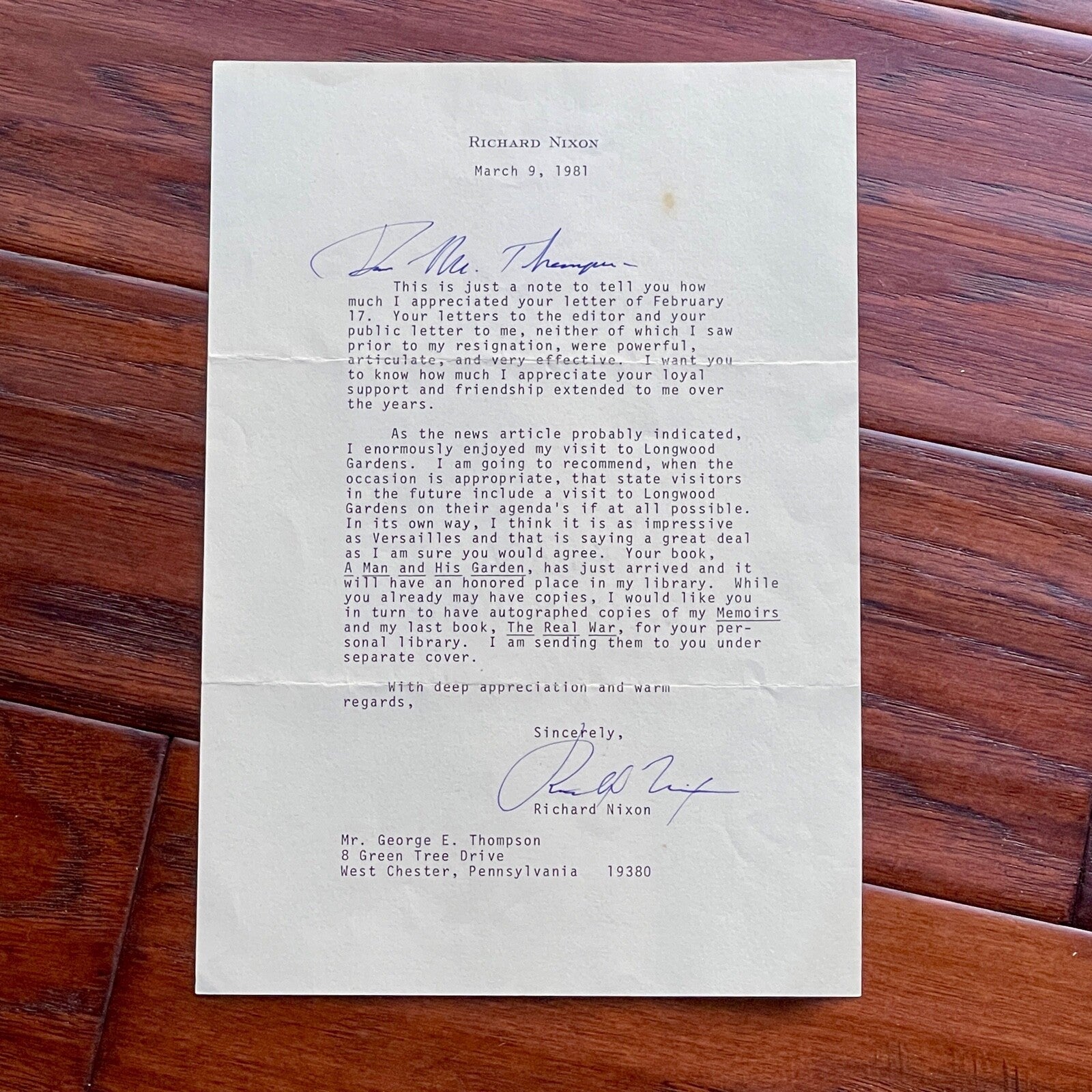 RICHARD NIXON * PSA/DNA Autograph Letter on RESIGNATION & MEMOIRS Signed * 1981