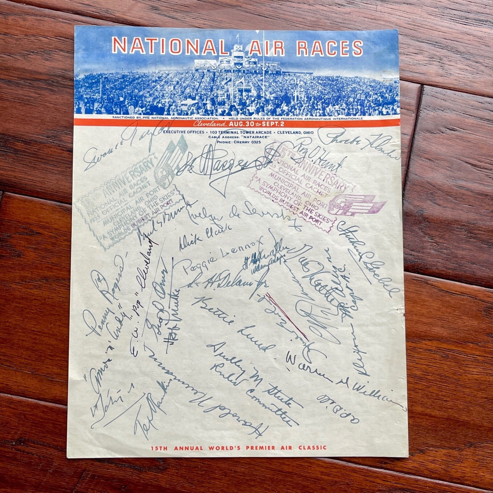 AMELIA EARHART * PSA/DNA * Autograph 1935 NATIONAL AIR RACES  Stationery SIGNED