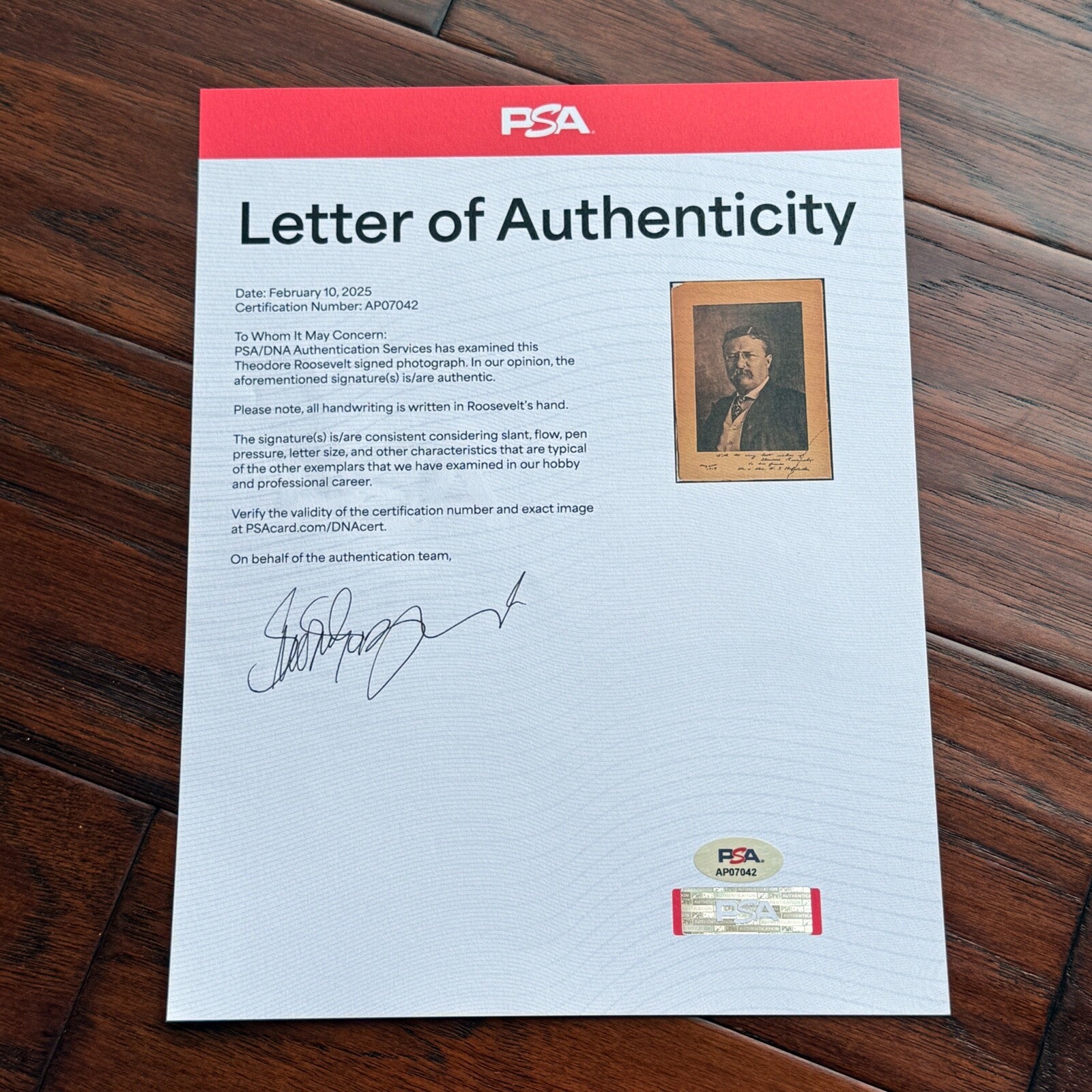 THEODORE ROOSEVELT * PSA/DNA * Autograph Portrait Photo Signed * 1917 Framed