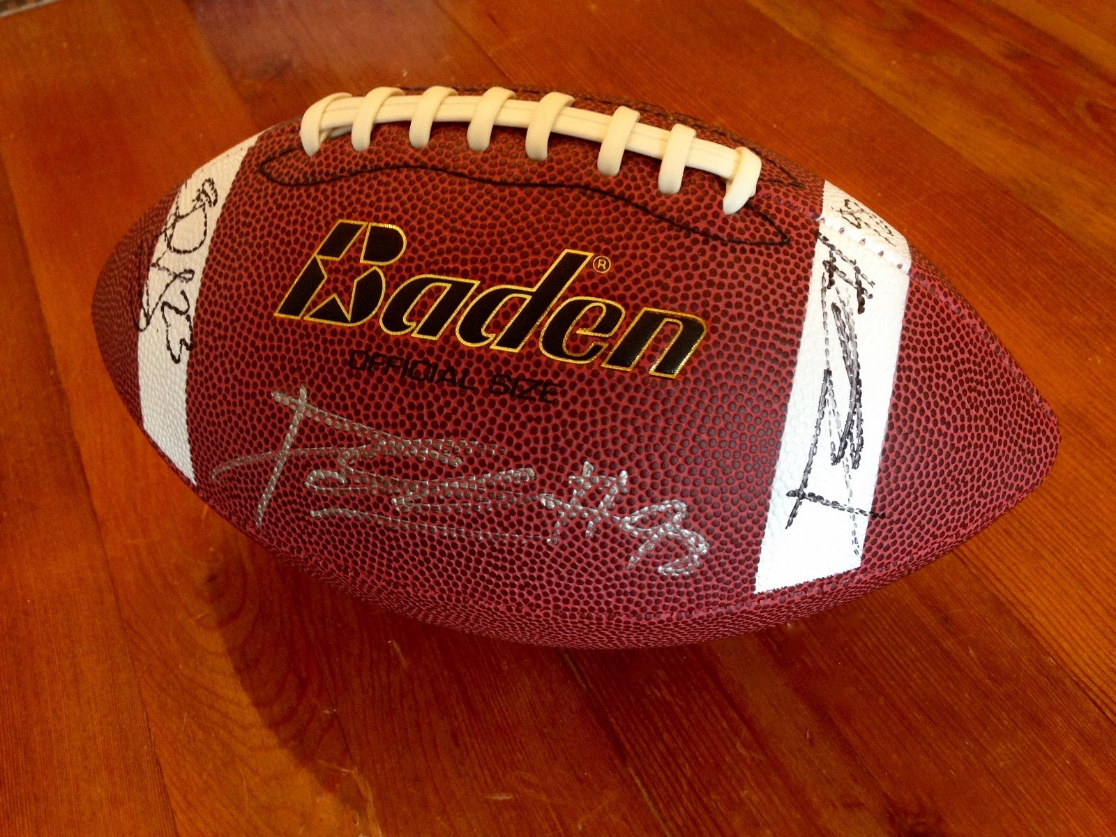 NY Giants * MOORE * DONNELL * JENNINGS 3X Double Signed AUTOGRAPH FOOTBALL Proof