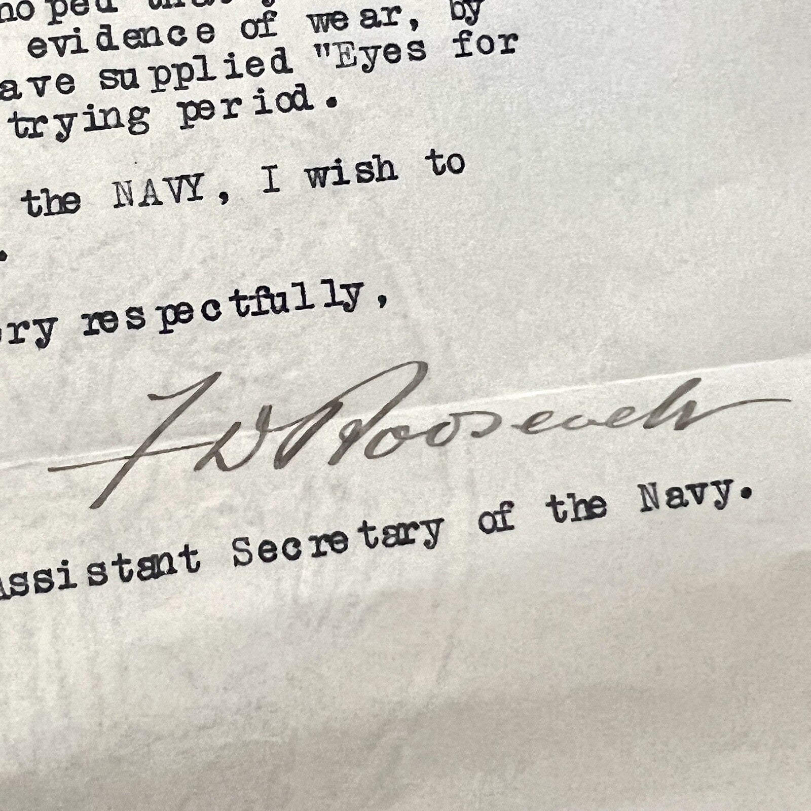 FRANKLIN D. ROOSEVELT * JSA * Autograph Signed Letter for Binoculars Used in WWI