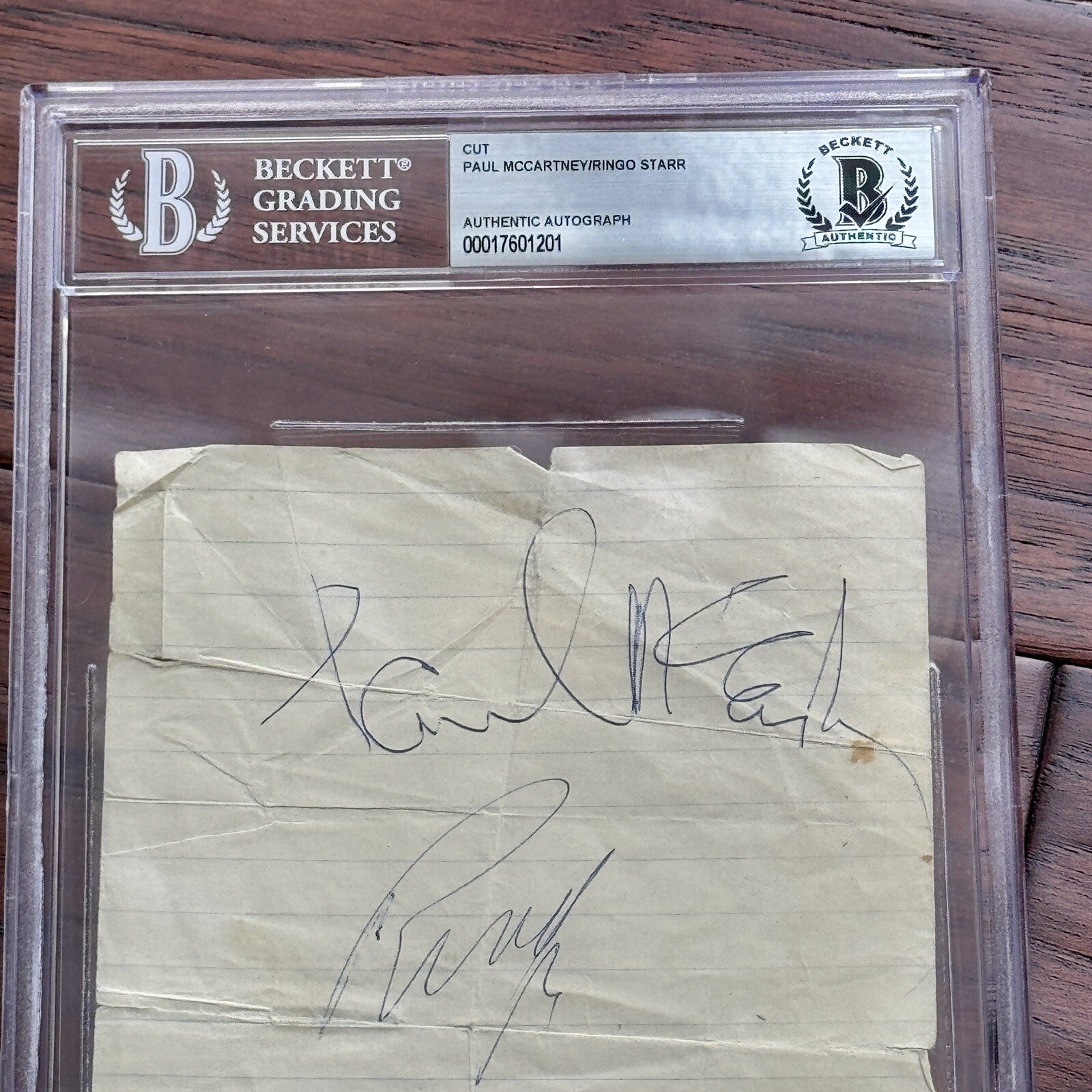 PAUL MCCARTNEY & RINGO STARR * Beckett Bas * PROOF Signed Cut Autograph Beatles