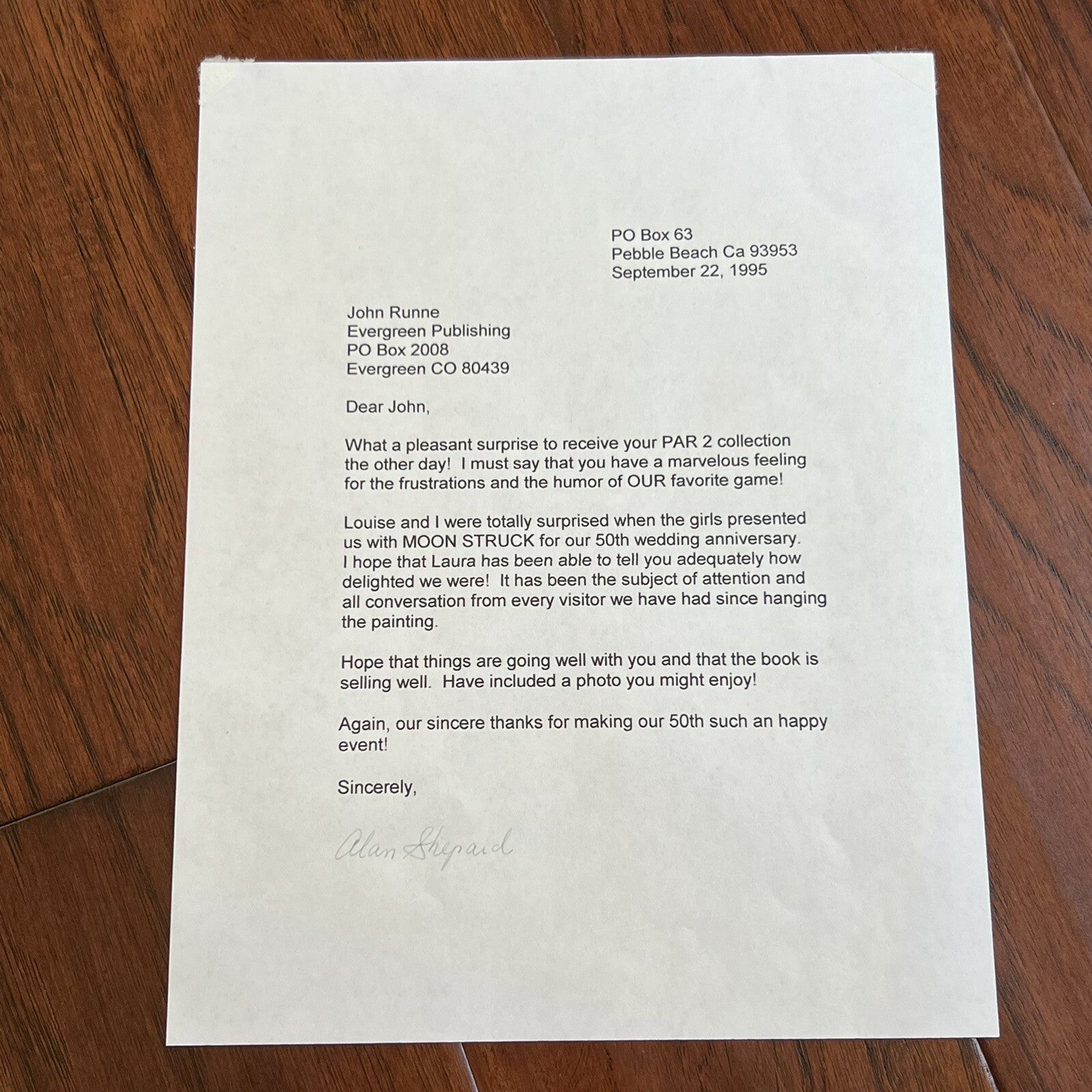 ALAN SHEPARD * JSA * Signed Letter RE: Golf Autograph * Astronaut Signature NASA