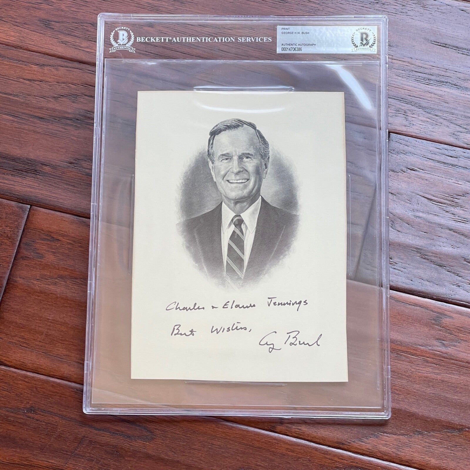 George HW Bush * BAS * Autograph Presidential Portrait BEP Engraving Signed