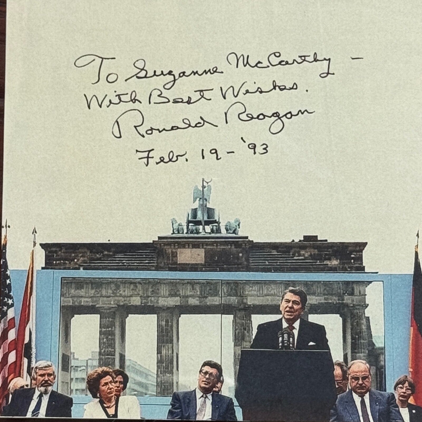 RONALD REAGAN * PSA * Autograph BERLIN WALL Souvenir Photo Signed