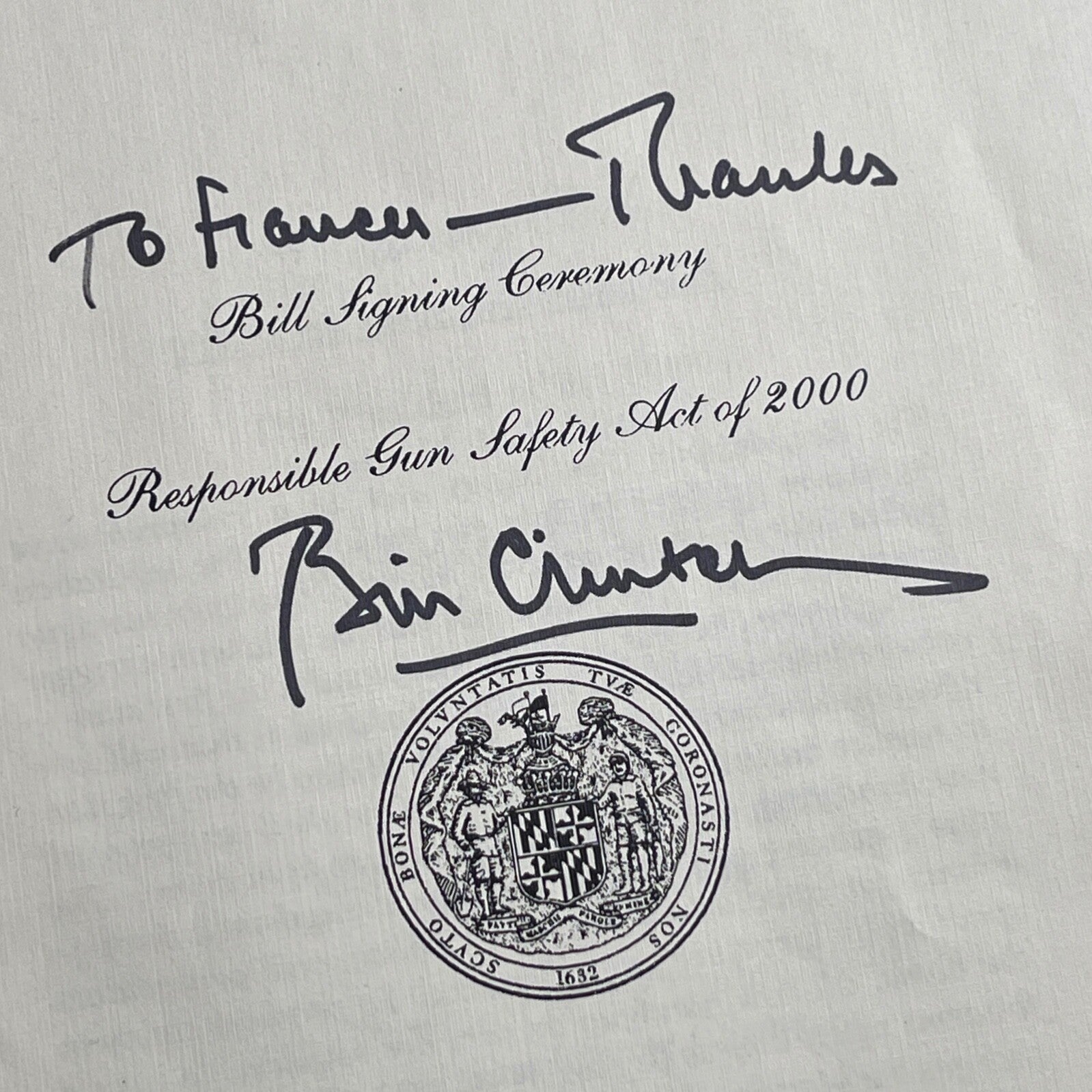 BILL CLINTON * PSA/DNA * Autograph GUN SAFETY Bill Program Signed * as PRESIDENT