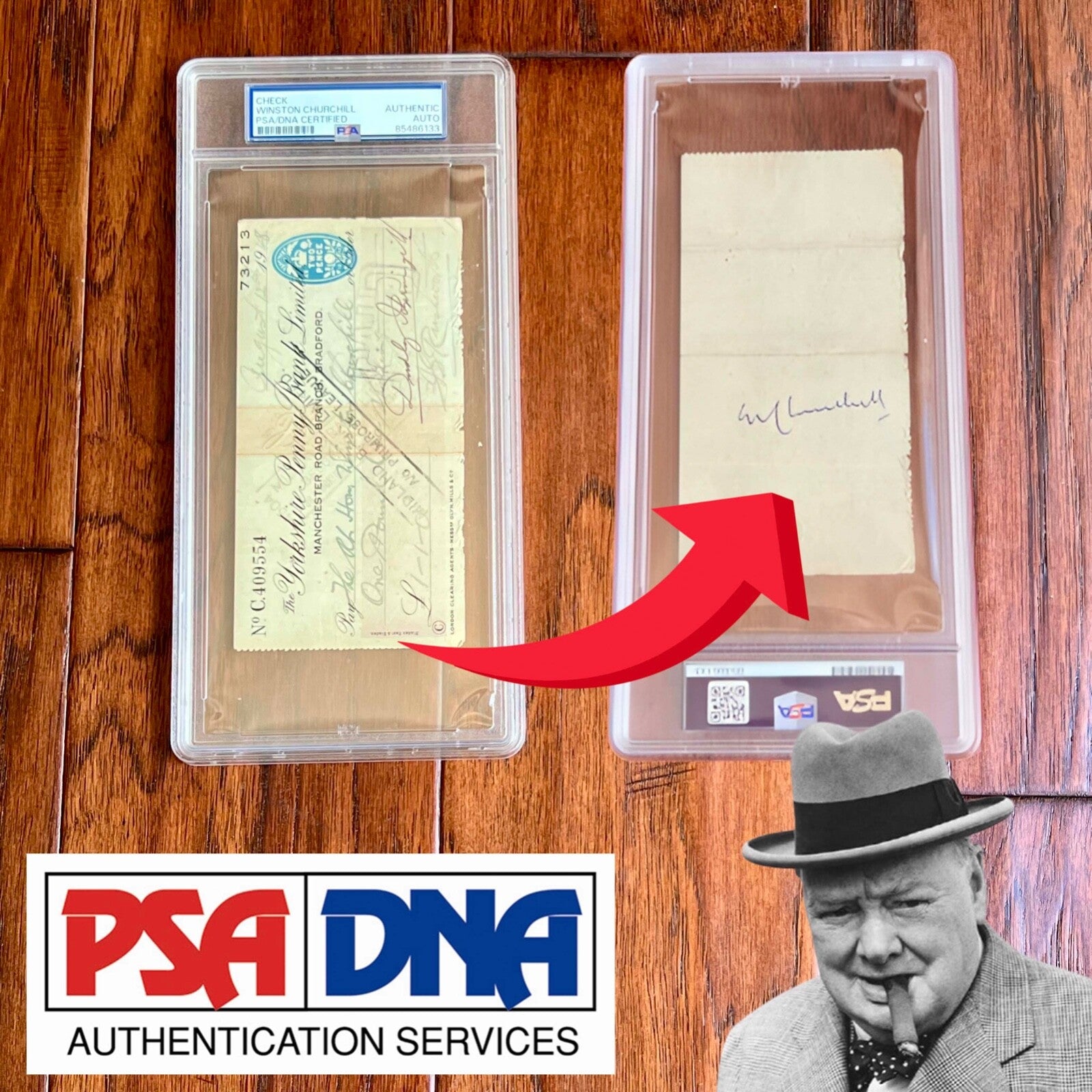 WINSTON S. CHURCHILL * PSA * Autograph BANK CHECK Endorsement Signed * UK PM