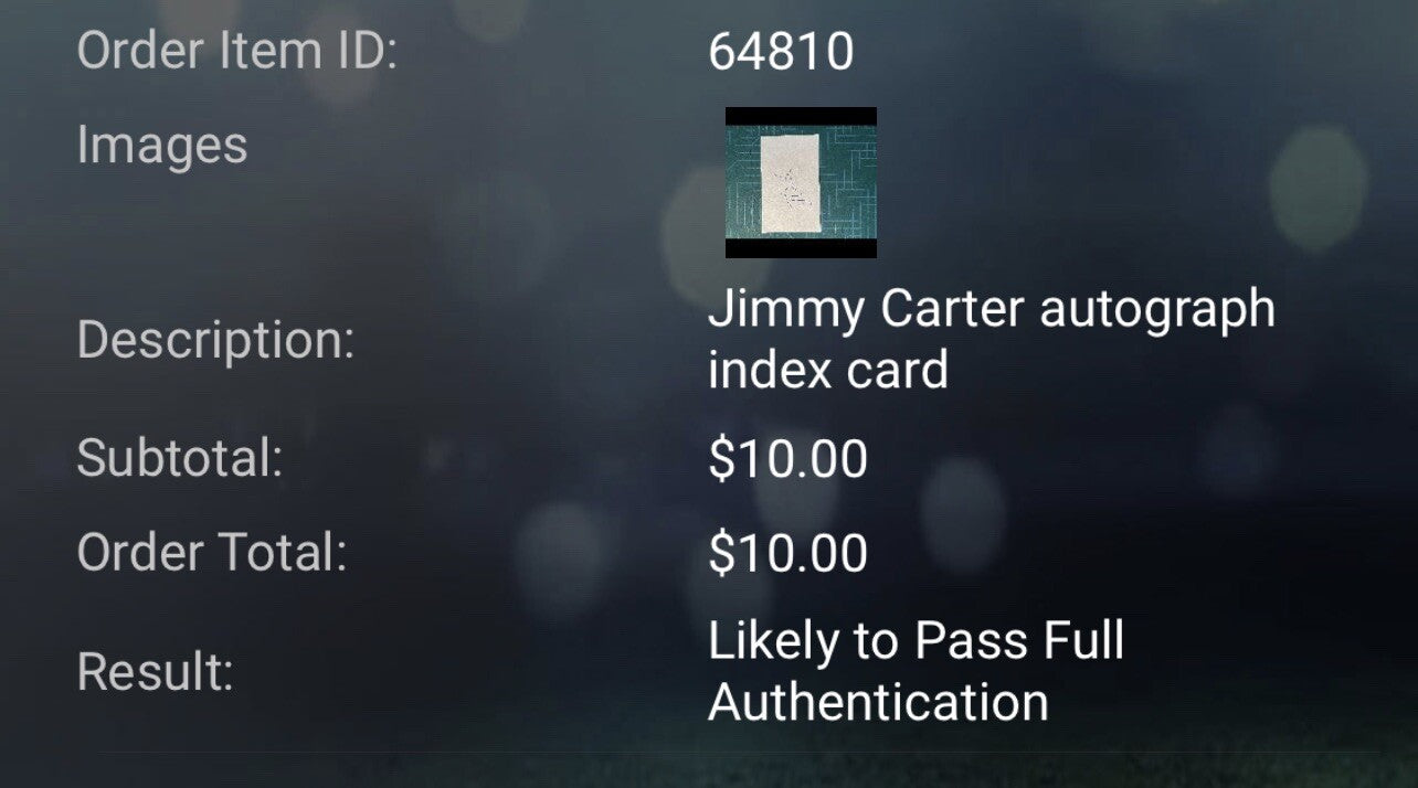 JIMMY CARTER * Beckett Signature Review * Autograph Signed 3x5 Cut Index BAS