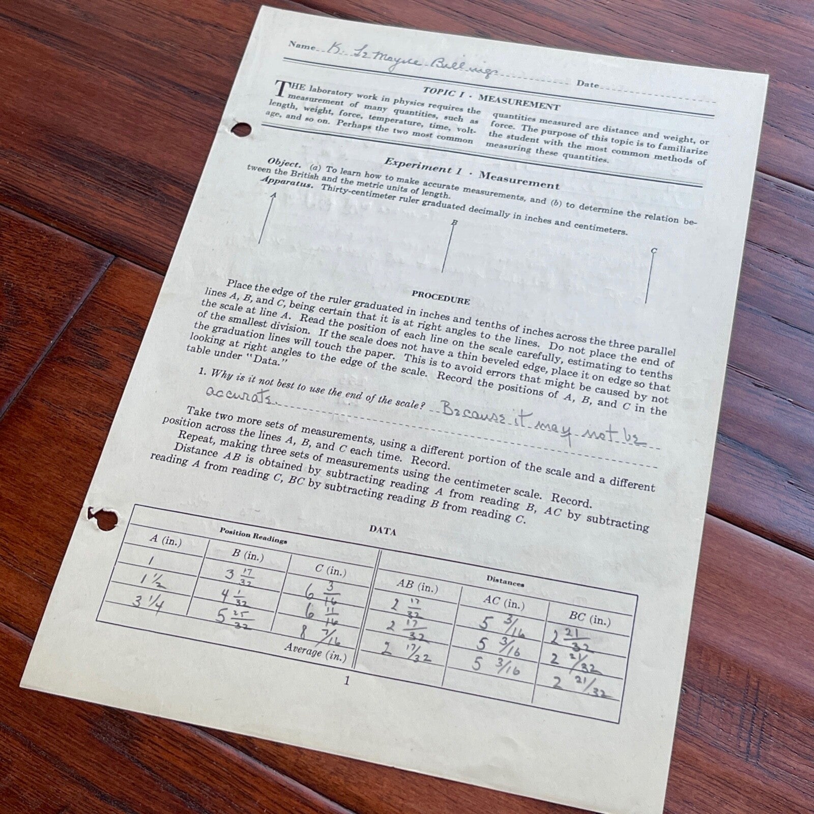 JOHN F. KENNEDY * Physics Lab Notebook Page * Signed by LEM BILLINGS Autograph