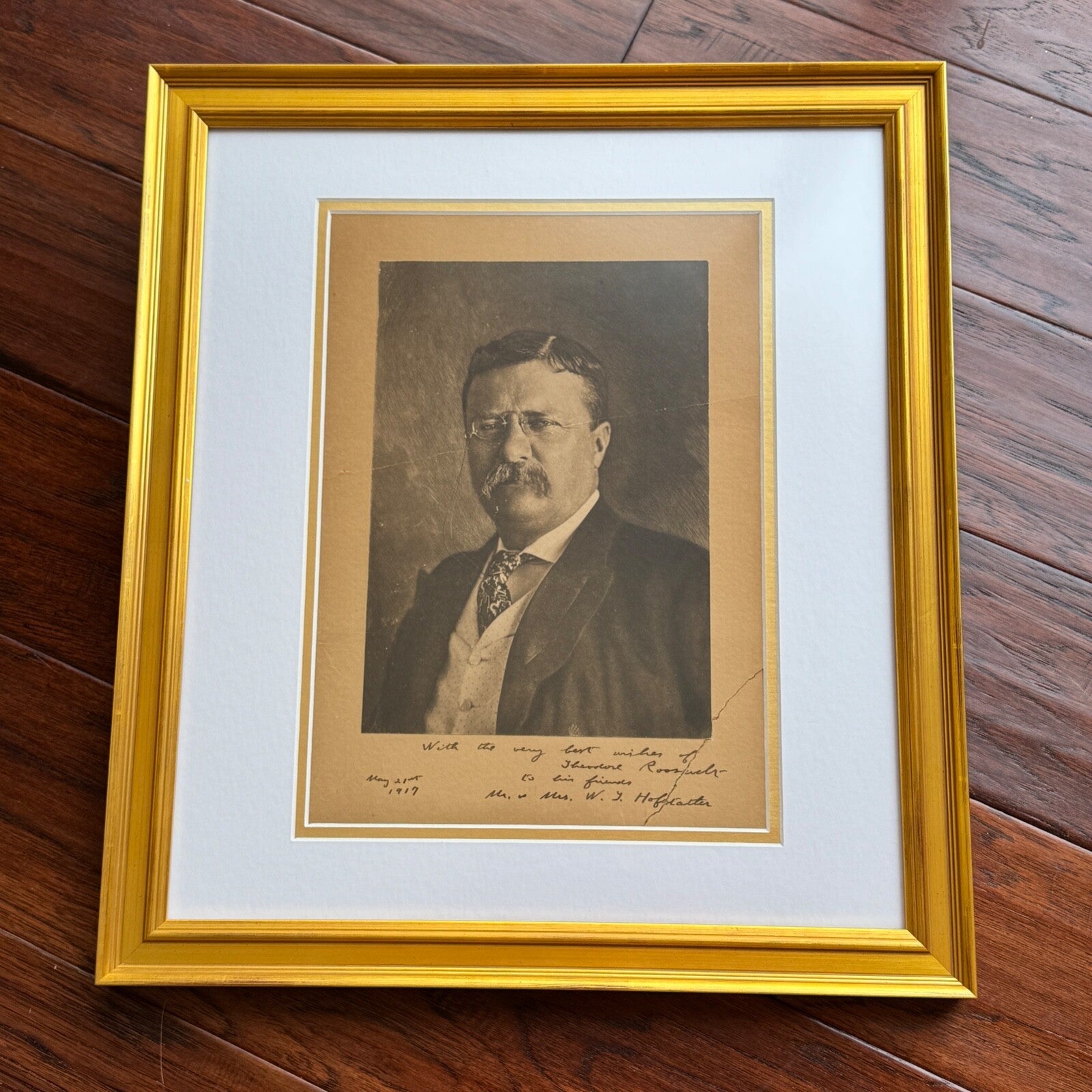 THEODORE ROOSEVELT * PSA/DNA * Autograph Portrait Photo Signed * 1917 Framed