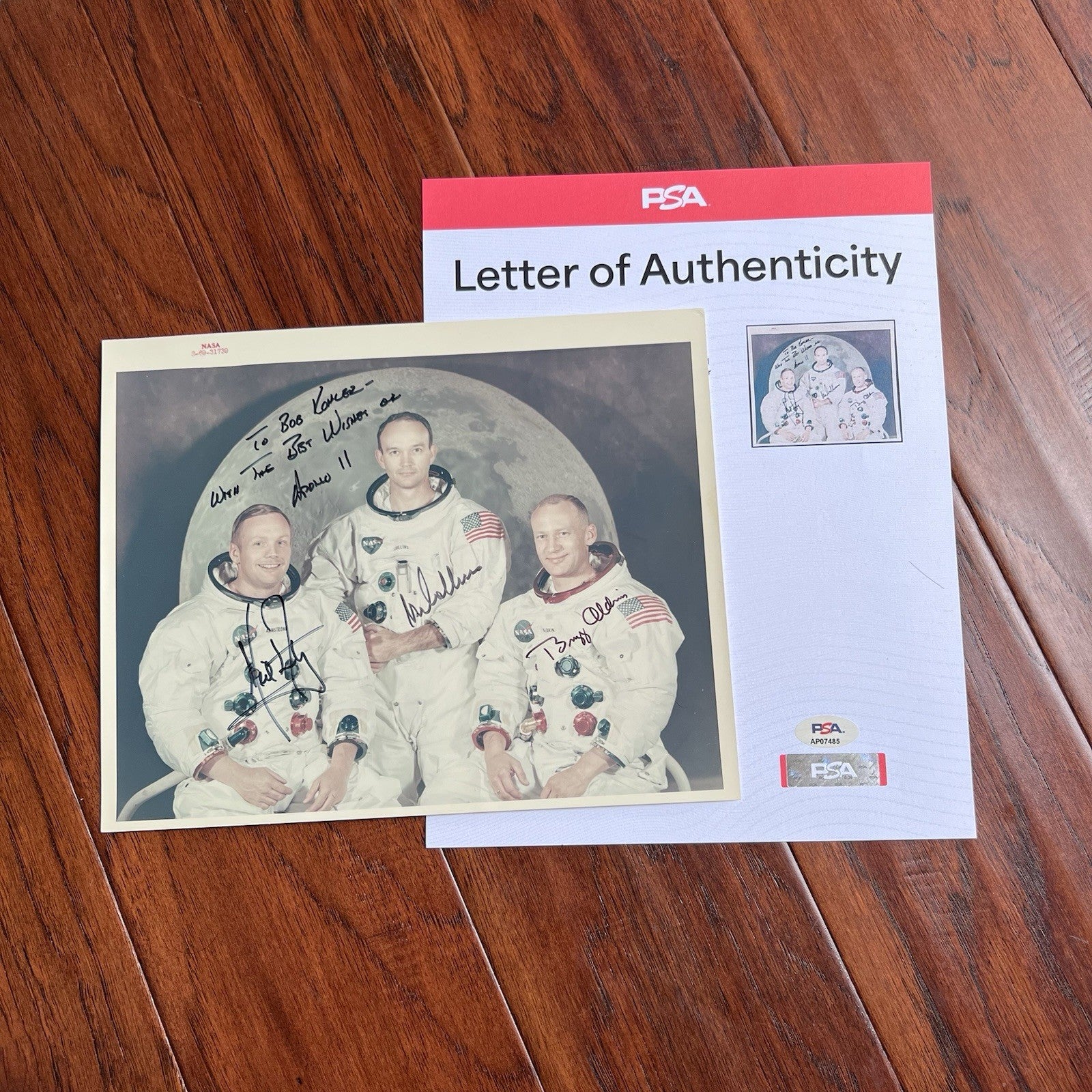 APOLLO 11 * PSA * Crew Signed AUTOGRAPH Red Number Type 1 Photo * Neil Armstrong