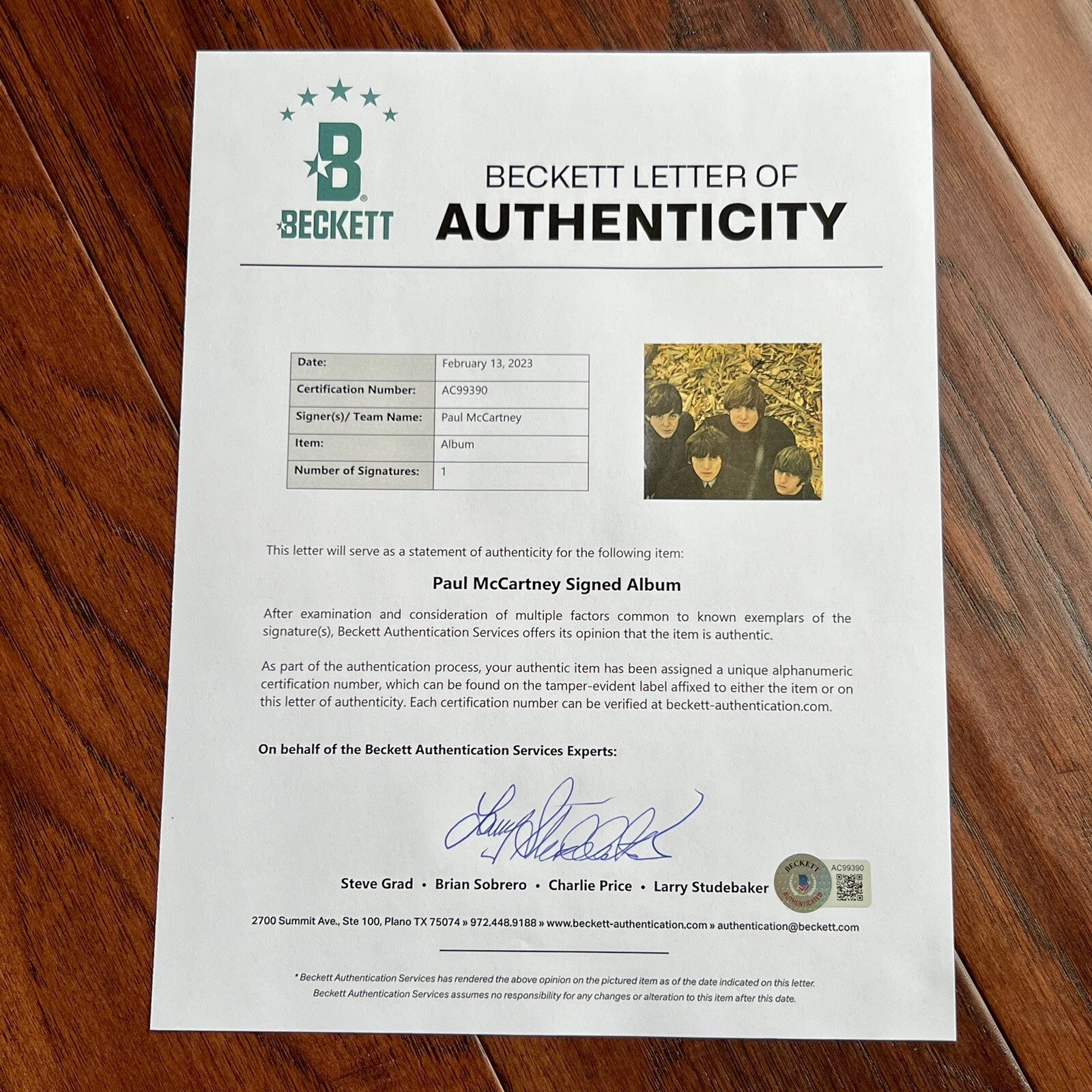 PAUL McCARTNEY * Beckett Autograph BEATLES FOR SALE LP Album Signed * Perry Cox