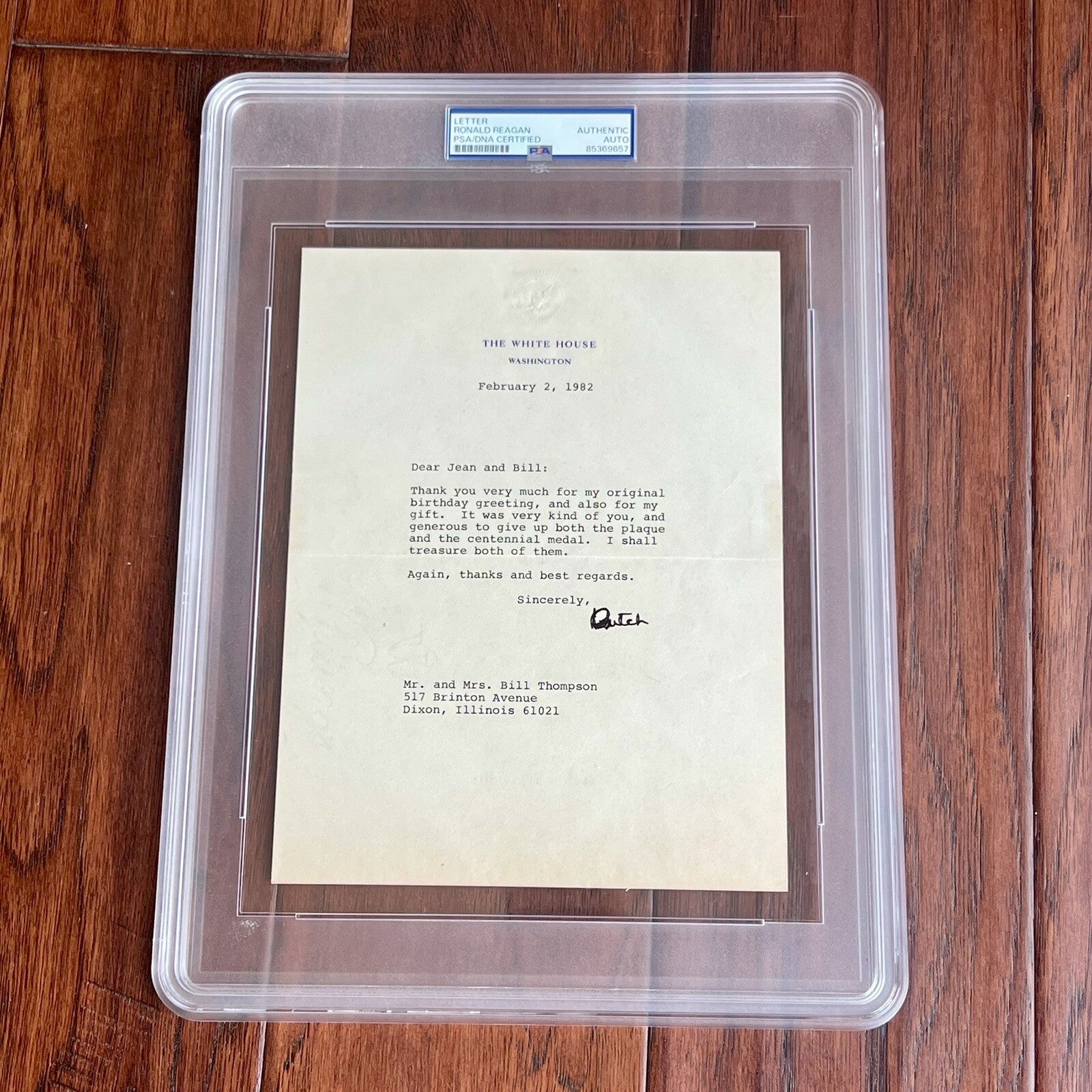 RONALD REAGAN * PSA * Autograph White House Letter Signed Dutch As President