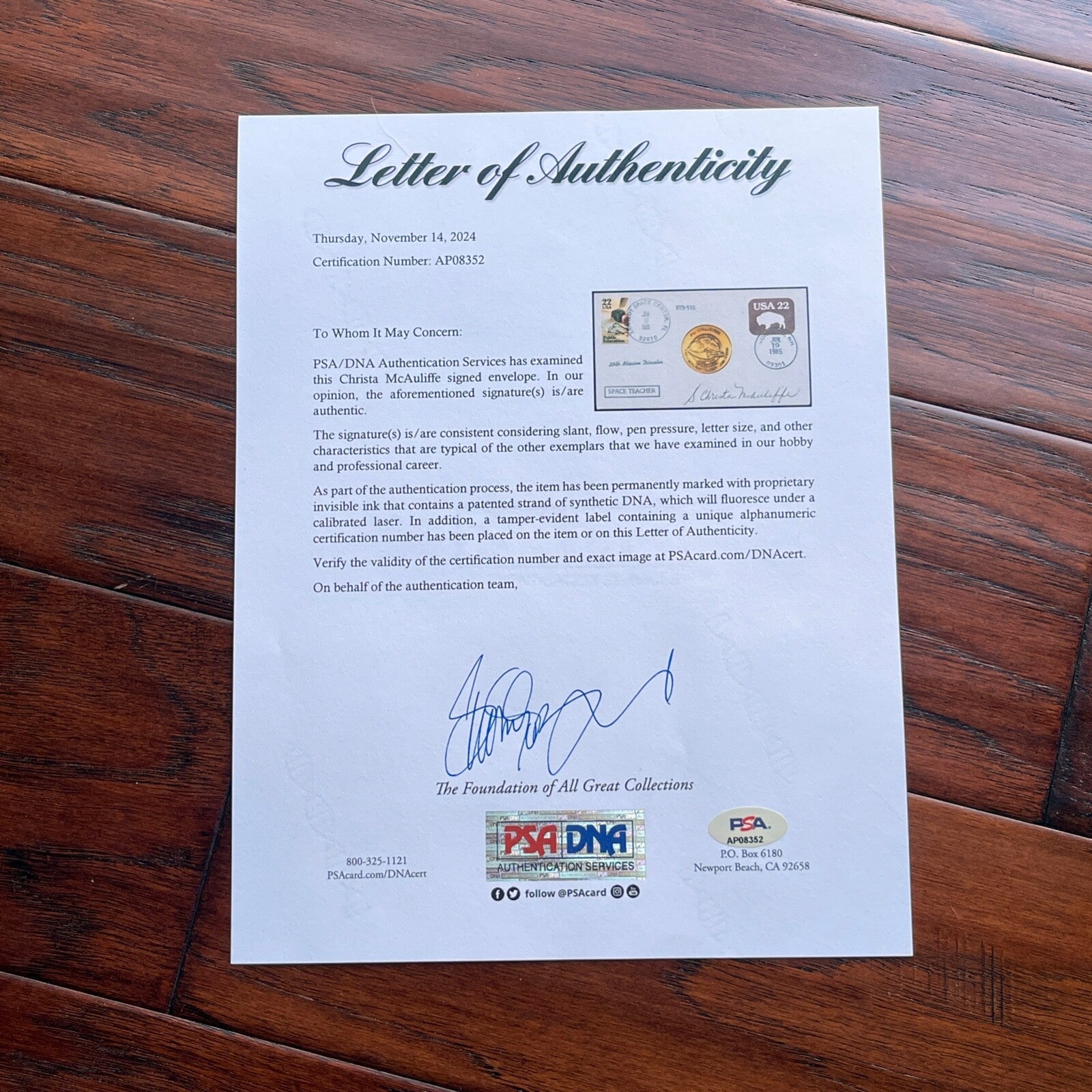 CHRISTA McAULIFFE * PSA Autograph LAUNCH DATE Signed Challenger Disaster STS 51L