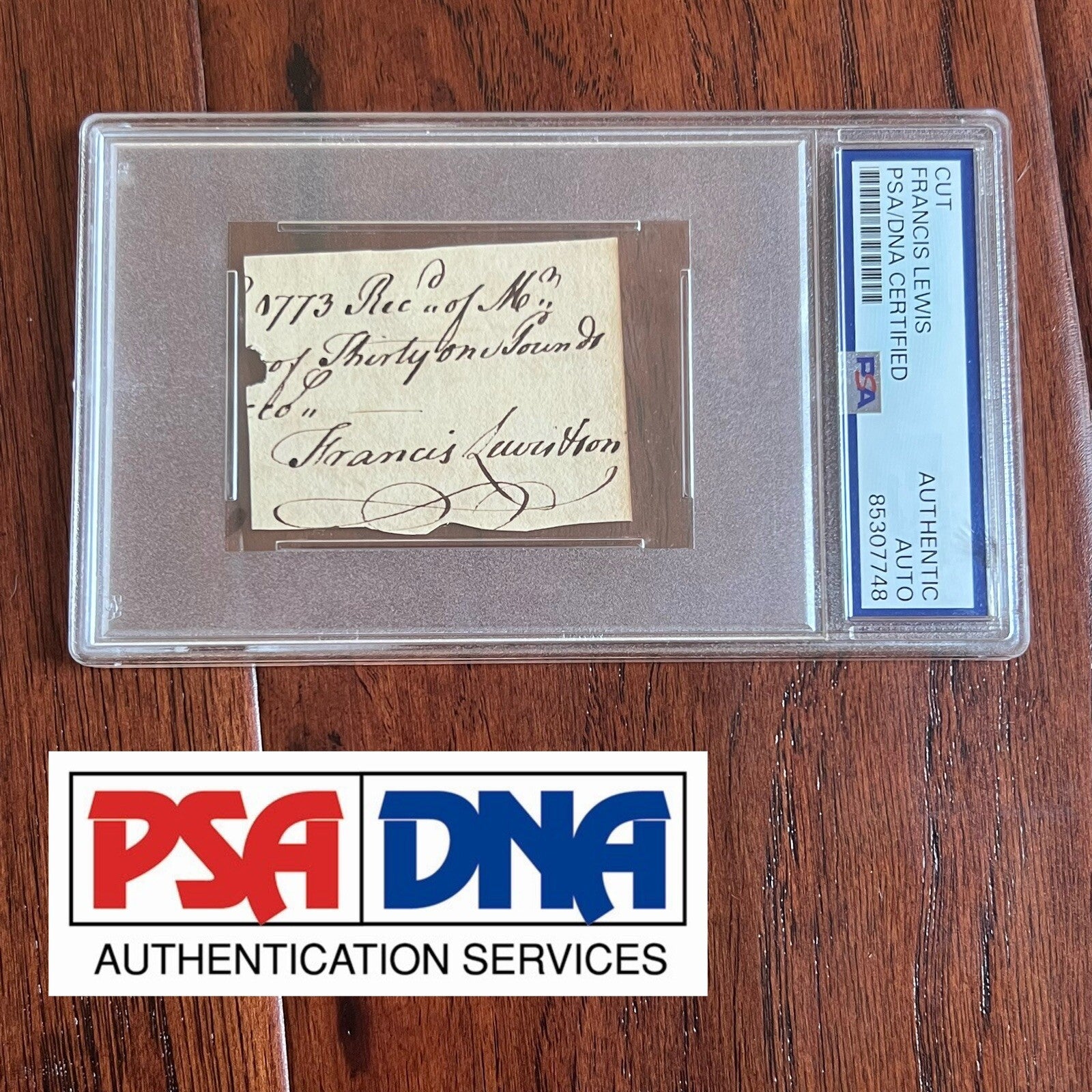 FRANCIS LEWIS * PSA * Autograph Cut Signed * DECLARATION Independence Signer