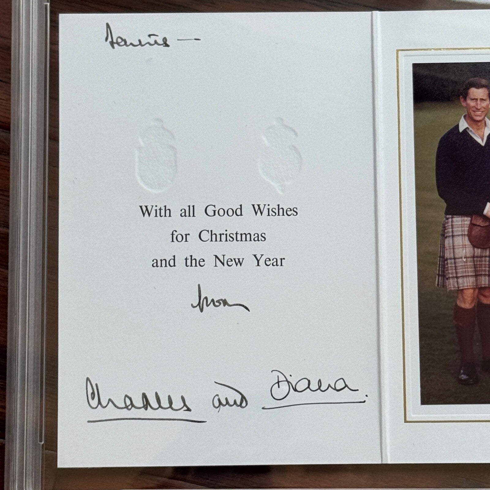 PRINCESS DIANA & KING CHARLES III * PSA * Autograph Family Xmas Card Signed 1985